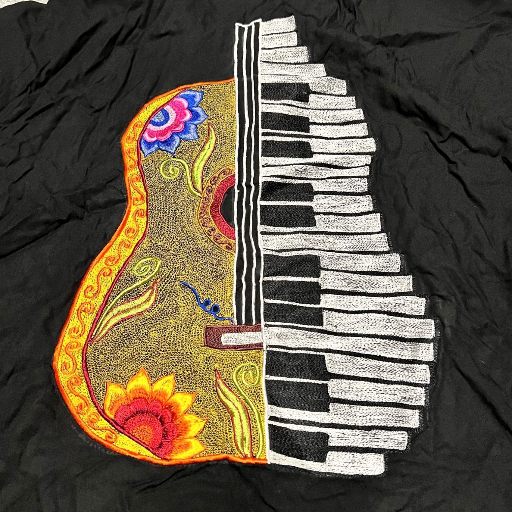 Vintage VINTAGE Tropical Tantrum Hawaiian Shirt 80s 90s Guitar Piano Mens XL Short Sleeve Black Size US XL / EU 56 / 4 - 2 Thumbnail