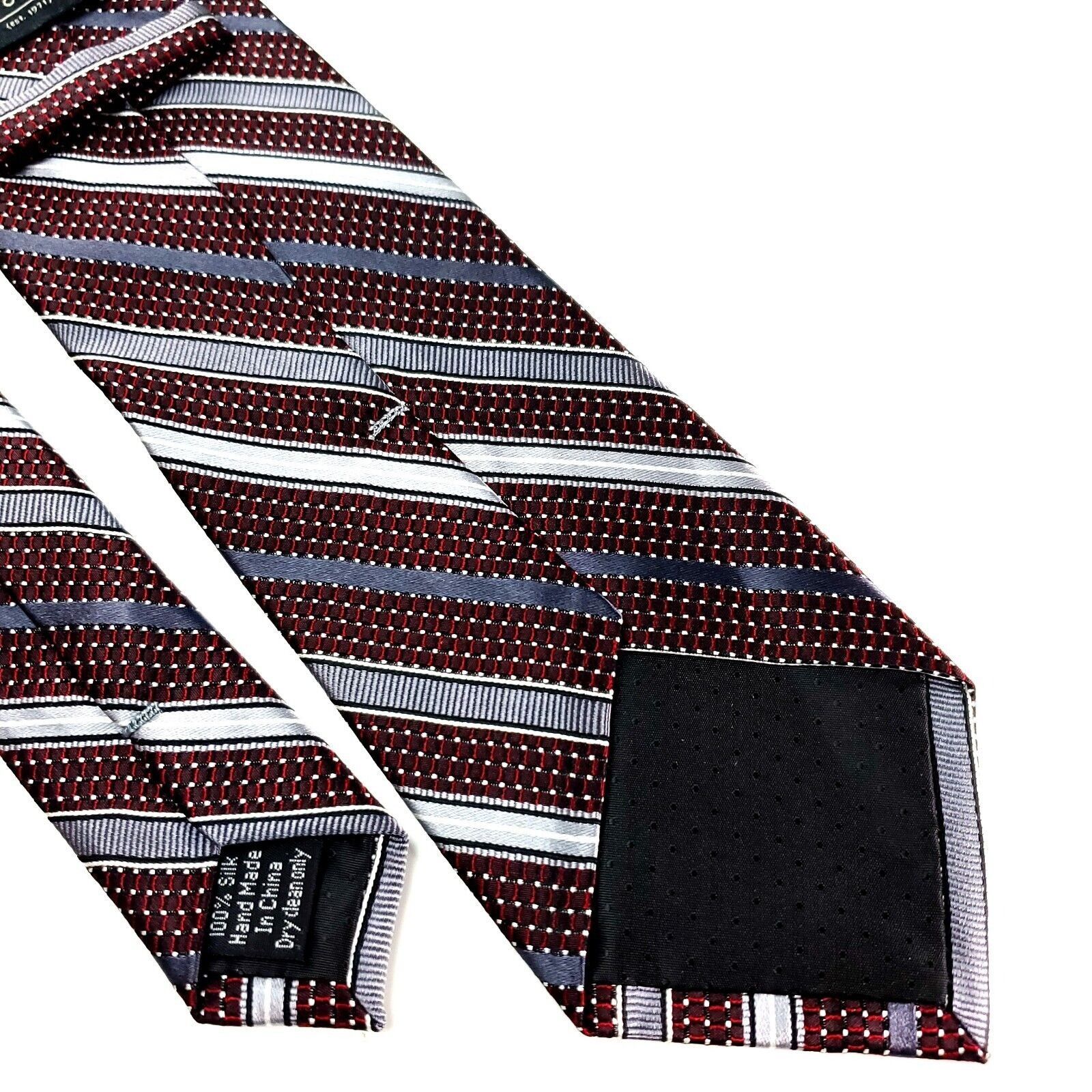 Pronto Uomo Pronto Uomo Silk Tie Woven Red Silver Striped Polka Dot Skin Size ONE SIZE - 5 Thumbnail