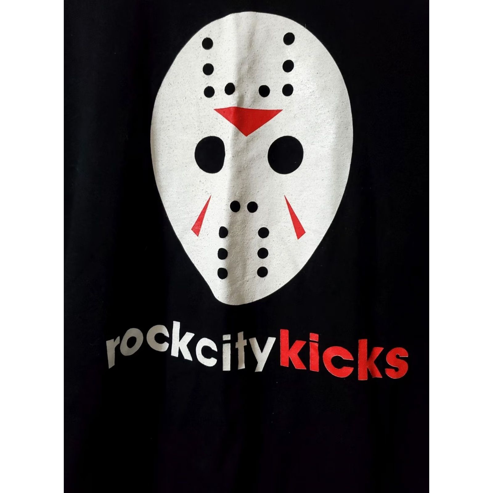 Gildan VINTAGE Rock City Kicks Jason Hockey Mask T Shirt XL Black Cotton Crew Neck Tee Size US XL / EU 56 / 4 - 2 Thumbnail
