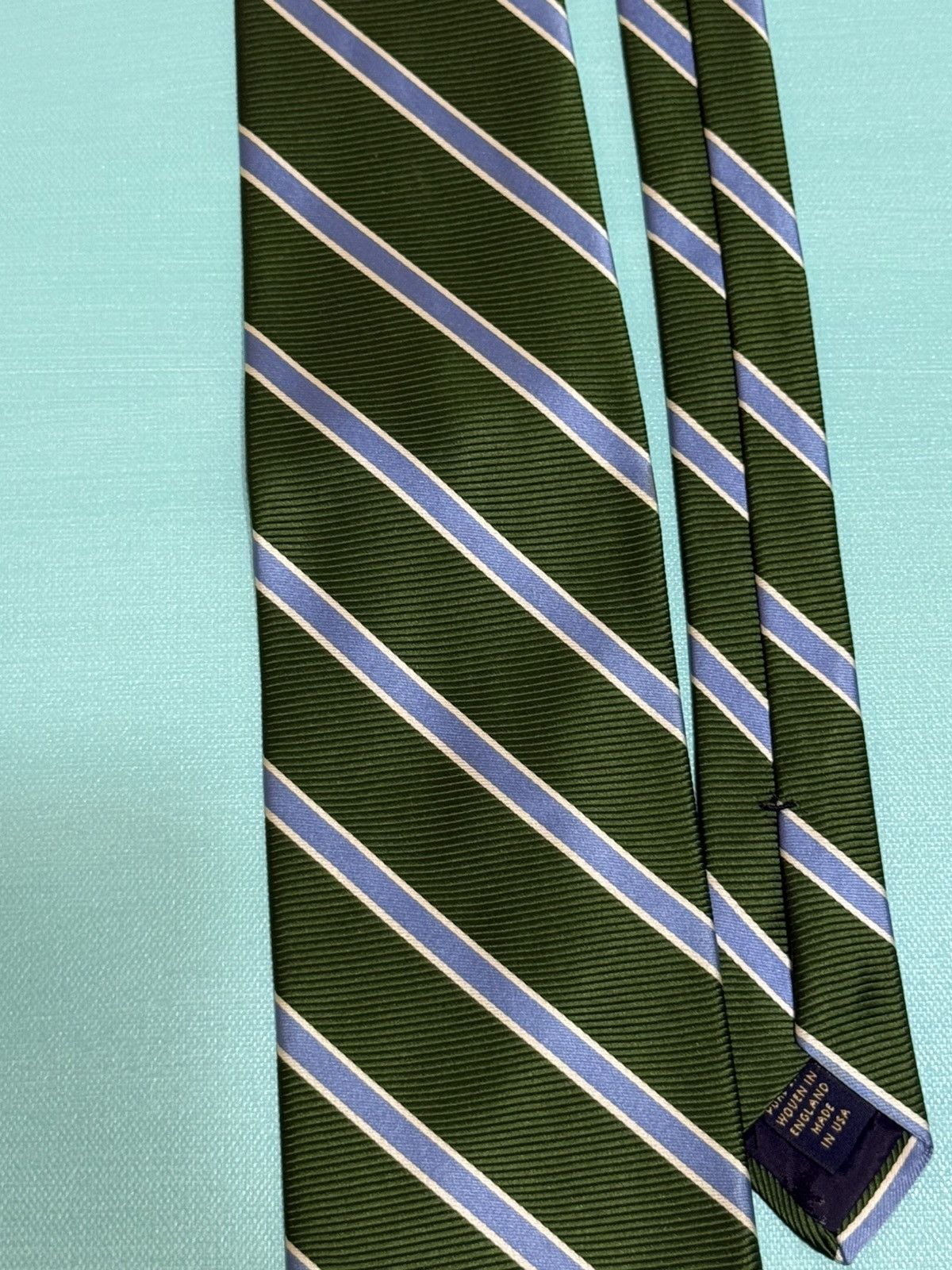 Brooks Brothers Brooks Brothers Green, blue and white Stripe Neck Tie Silk Size ONE SIZE - 1 Thumbnail