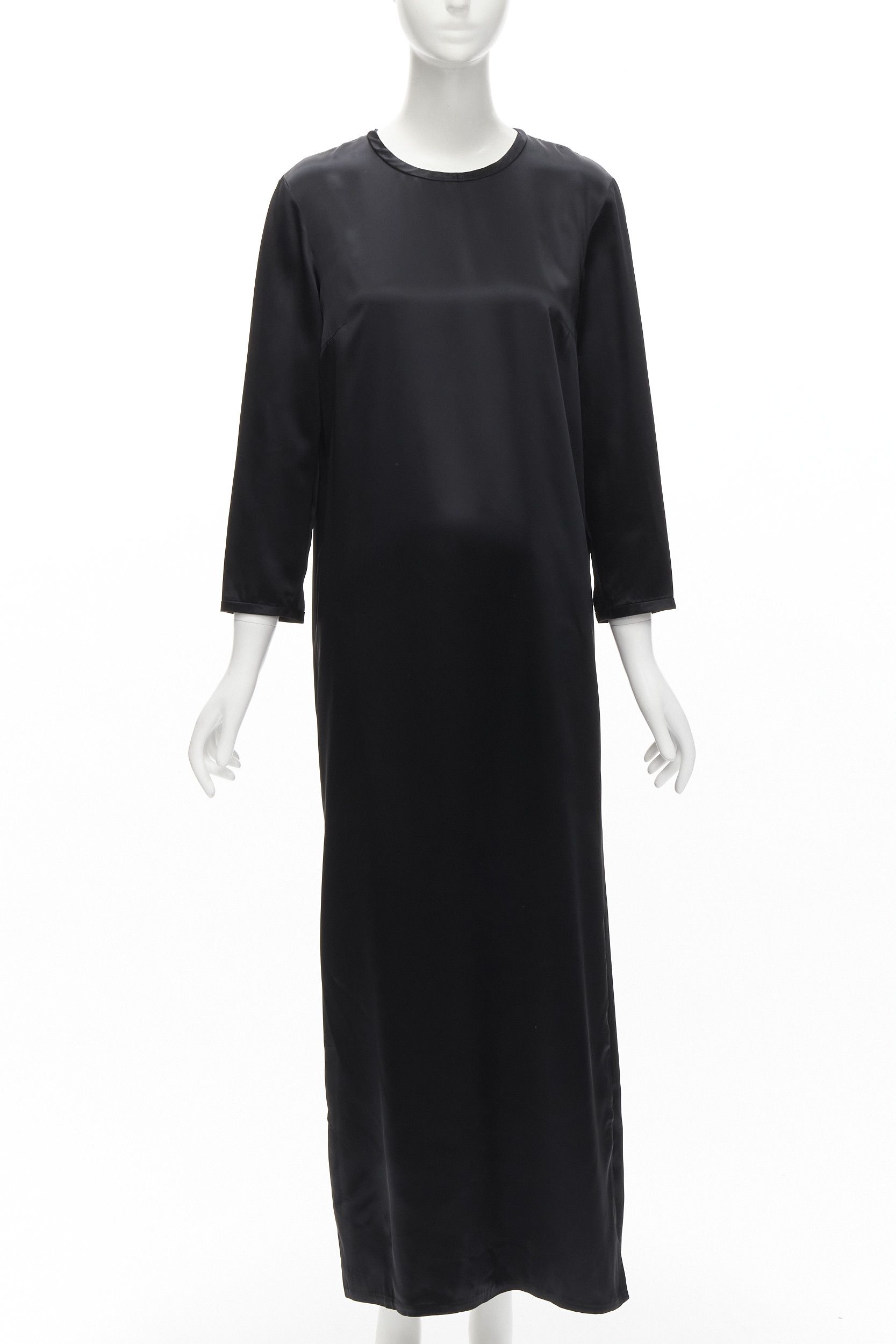 Alexander Wang ALEXANDER WANG black satin minimal classic crew neck 3/4 sleeves dress US6 M Size M / US 6-8 / IT 42-44 - 1 Thumbnail