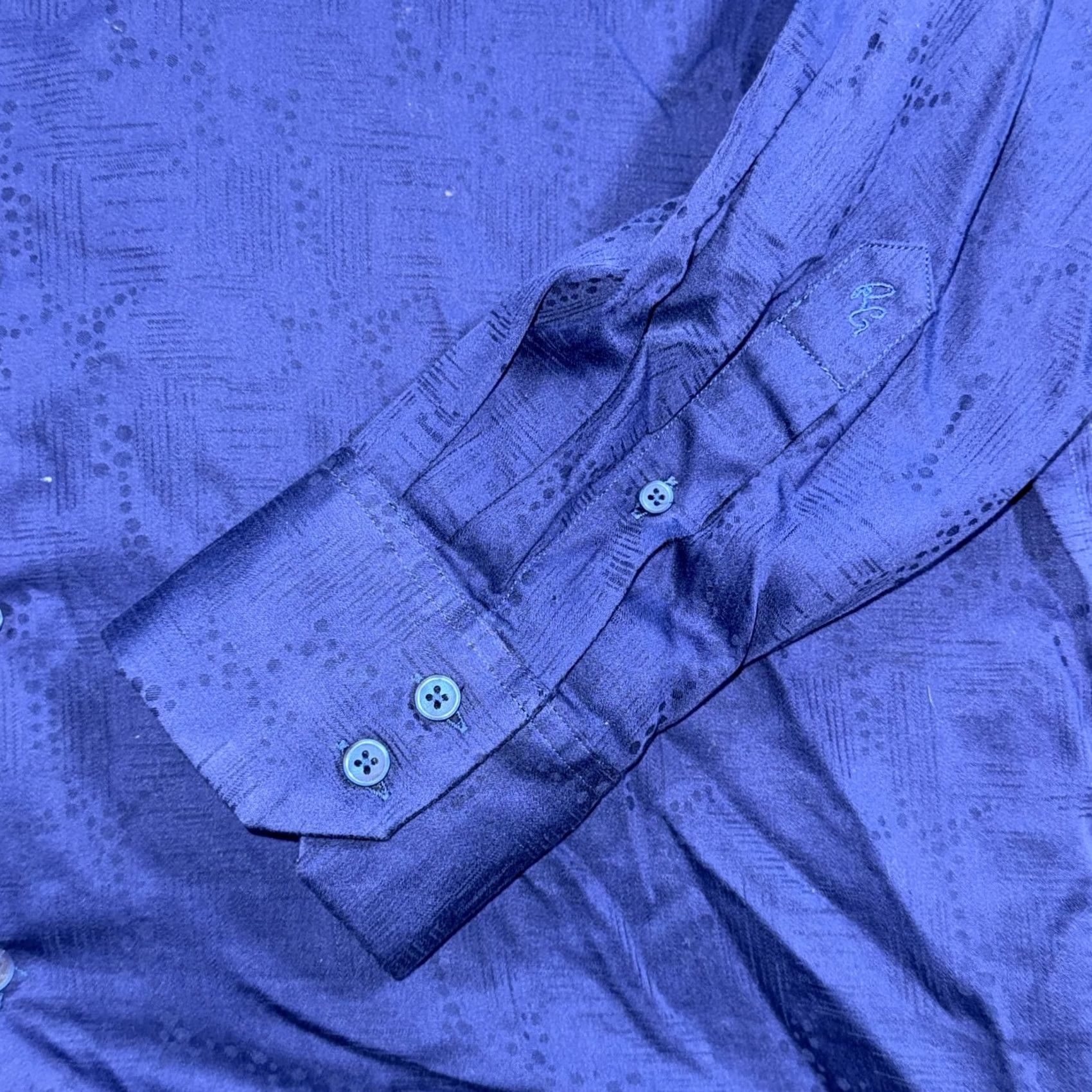 Robert Graham Robert Graham Shirt Mens XL Blue Geometric Long Sleeve Button Front Contrast Embroidered Size US XL / EU 56 / 4 - 5 Thumbnail