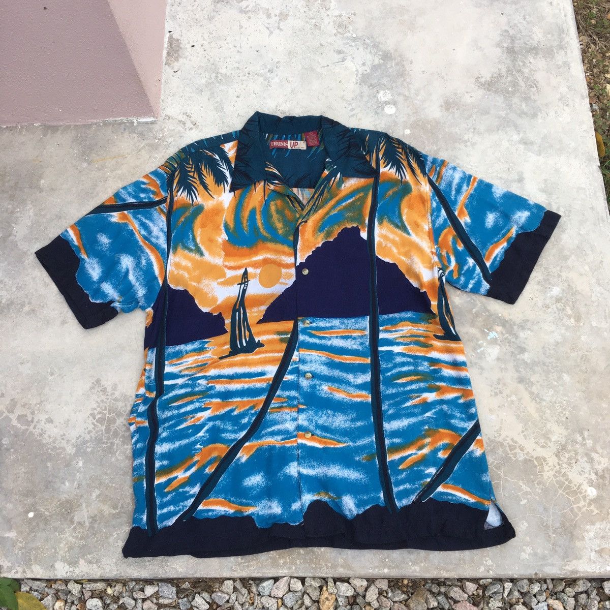 Vintage Vintage THUMS UP Natural Hawaiian Rayon Shirt Size US M / EU 48-50 / 2 - 1 Thumbnail