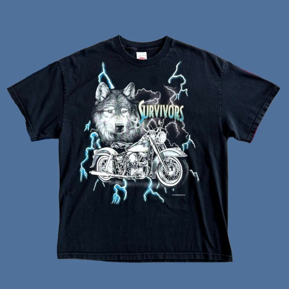 Vintage VINTAGE USA Thunder Lightning Biker Motorcycle T-Shirt XL