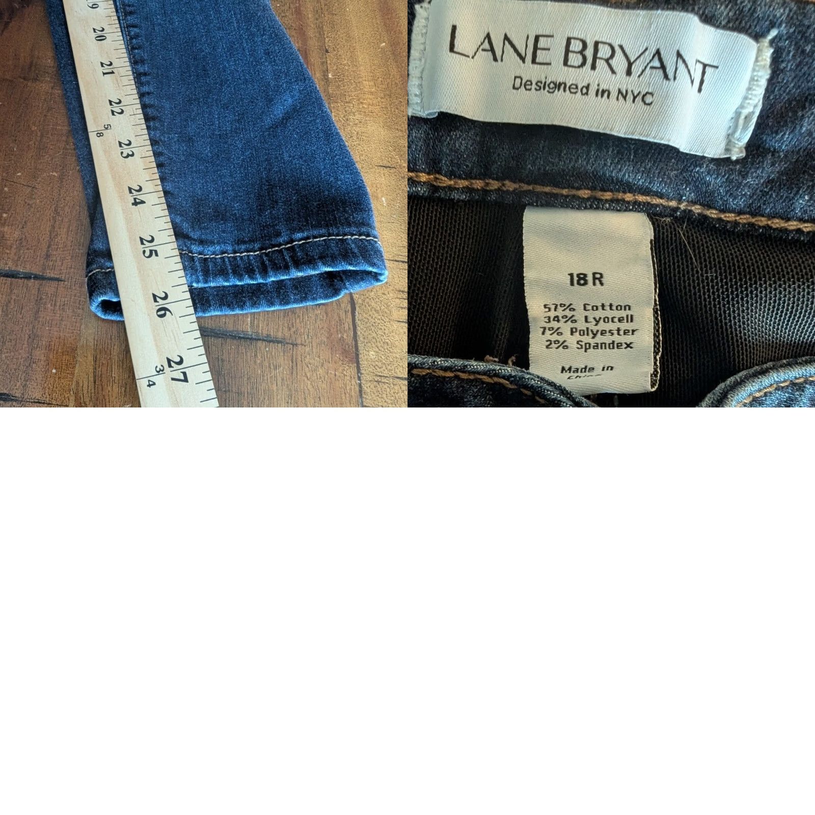 Vintage Lane Bryant Jeans Skinny Denim Dark Wash Mid Rise Super Stretch Womens 18W Jeans Size 40" / US 18 - 8 Thumbnail