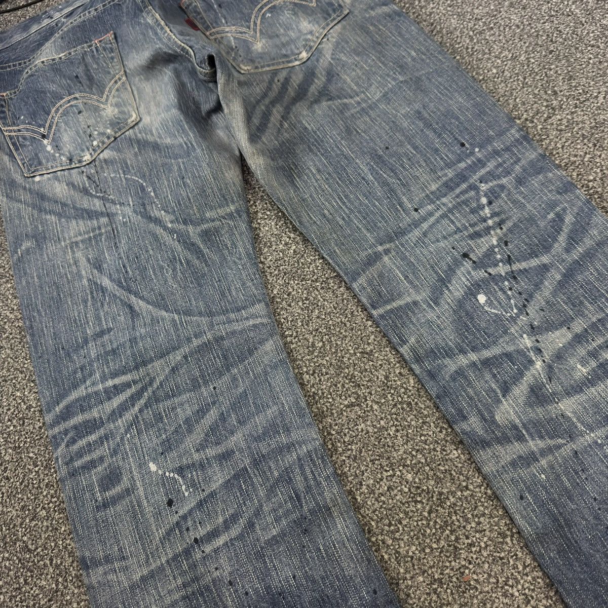 Seditionaries 🇯🇵 Vintage 90s Edwin 503 Blue Trip Distressed Splash Paint Size US 30 / EU 46 - 11 Thumbnail