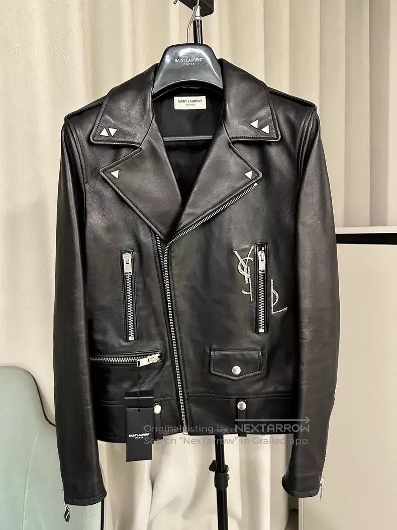 Saint Laurent Paris Saint Laurent Paris Embossed leather logo leather jacket Size US M / EU 48-50 / 2 - 1 Thumbnail
