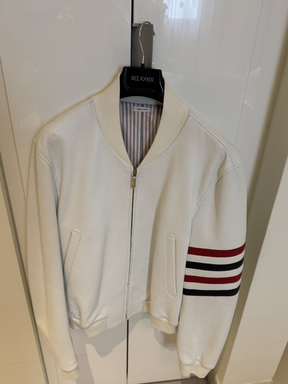 Thom Browne Thom Browne White Leather Jacket - Size 3 Size US XS / EU 42 / 0 - 1 Thumbnail