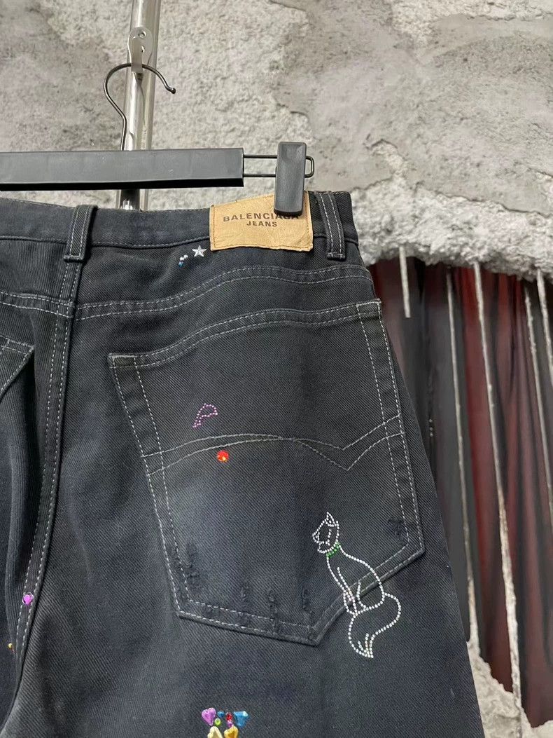 Balenciaga Balenciaga size S Do Old Rhinestone Cat Graffiti Jeans Size US 27 - 3 Thumbnail