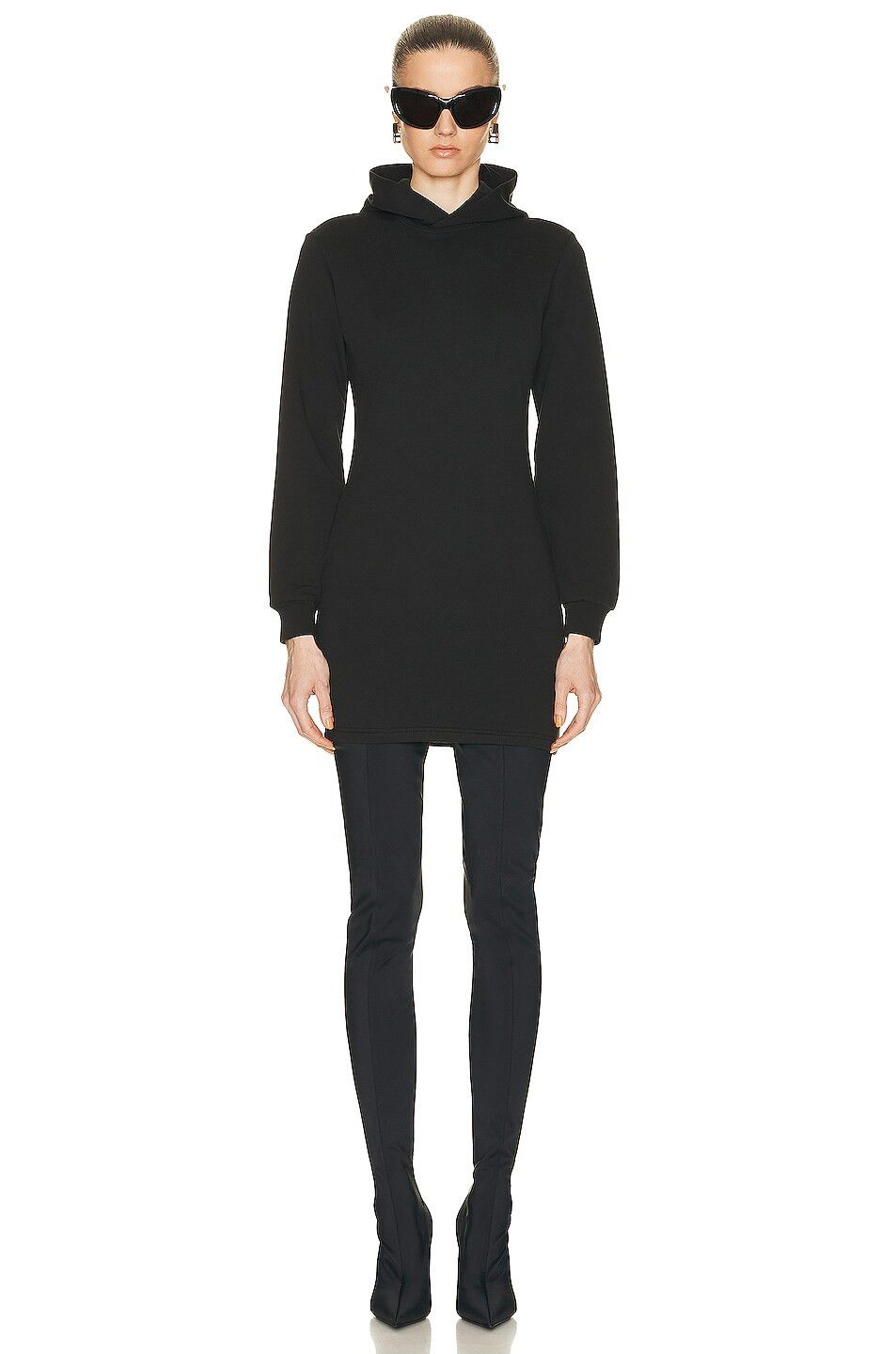 Balenciaga o1bcso1str0326 Paris Fitted Hoodie Dress in Black Size XL / US 12-14 / IT 48-50 - 4 Thumbnail