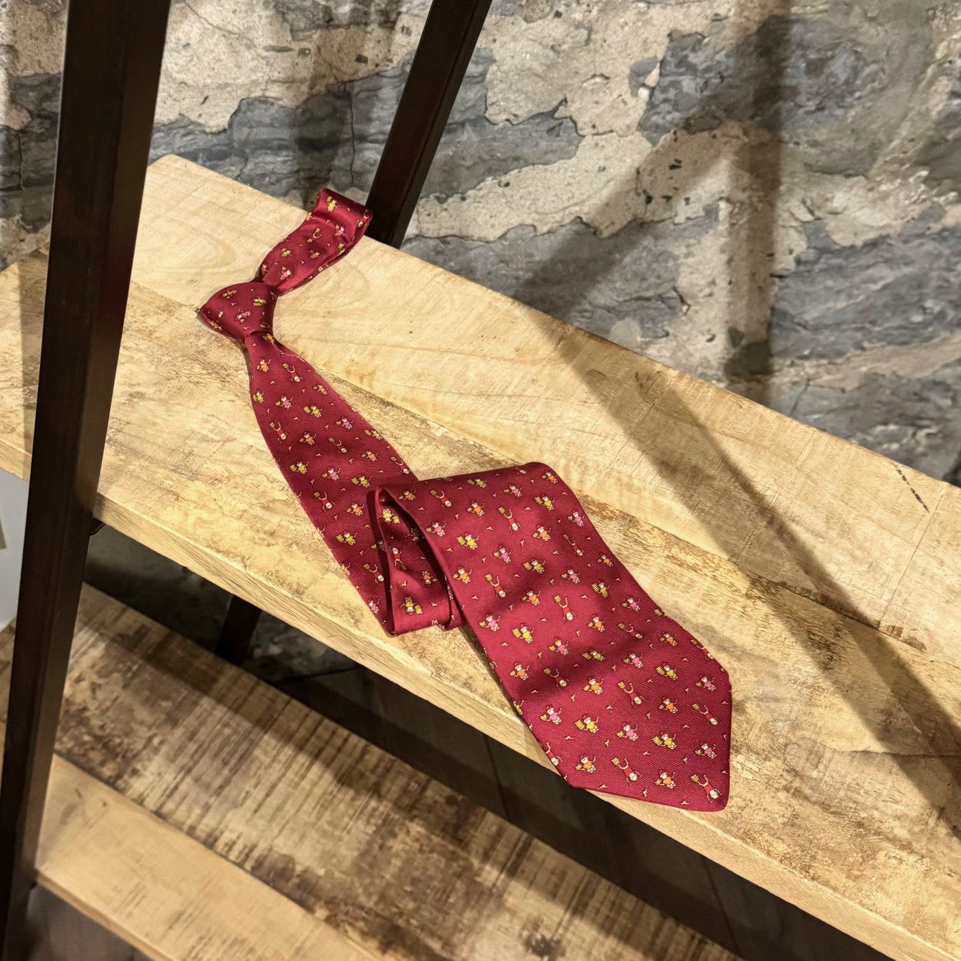 Salvatore Ferragamo Salvatore Ferragamo Burgundy Red Monkey Silk Tie Size ONE SIZE - 1 Thumbnail