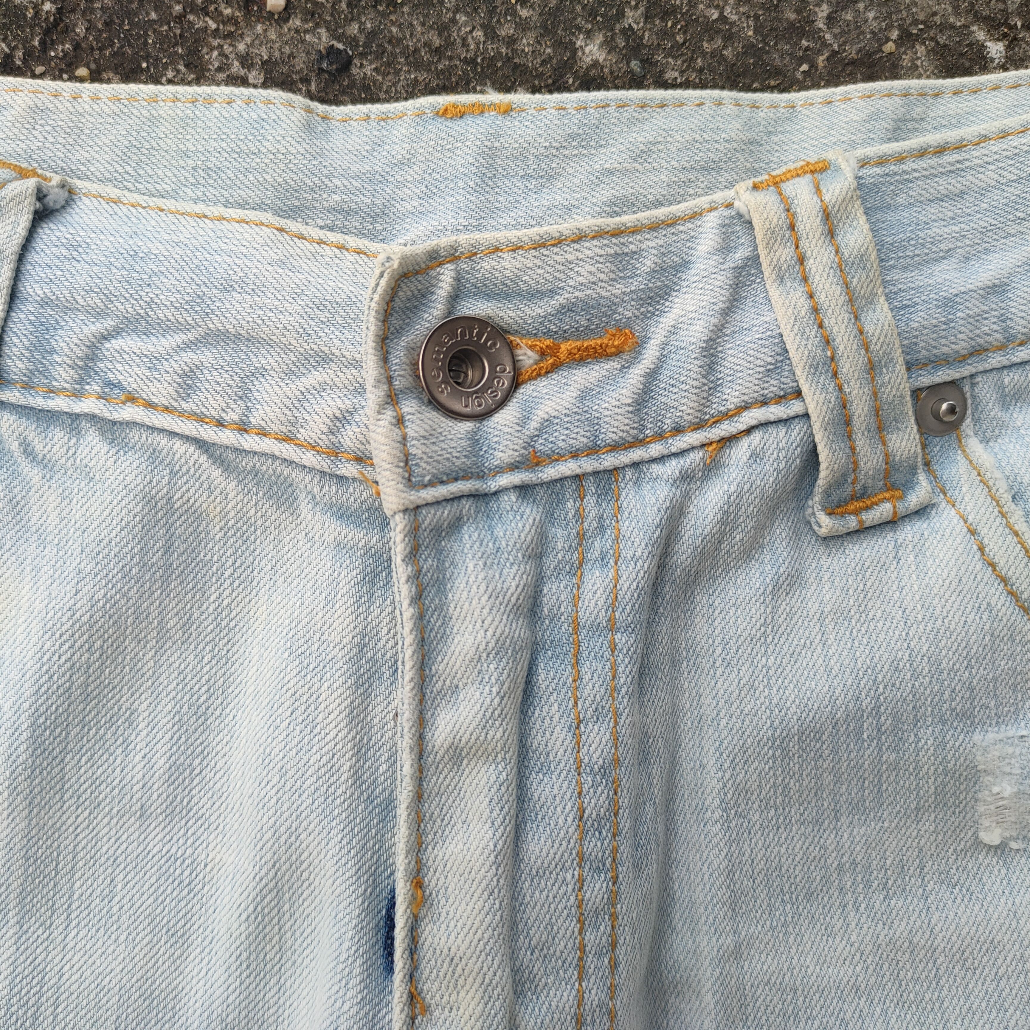 Japanese Brand × Jean × Vintage VINTAGE SEMANTIC DESIGN FLARE RIPPED LIGHT BLUE JEANS PANTS Size US 31 - 4 Thumbnail