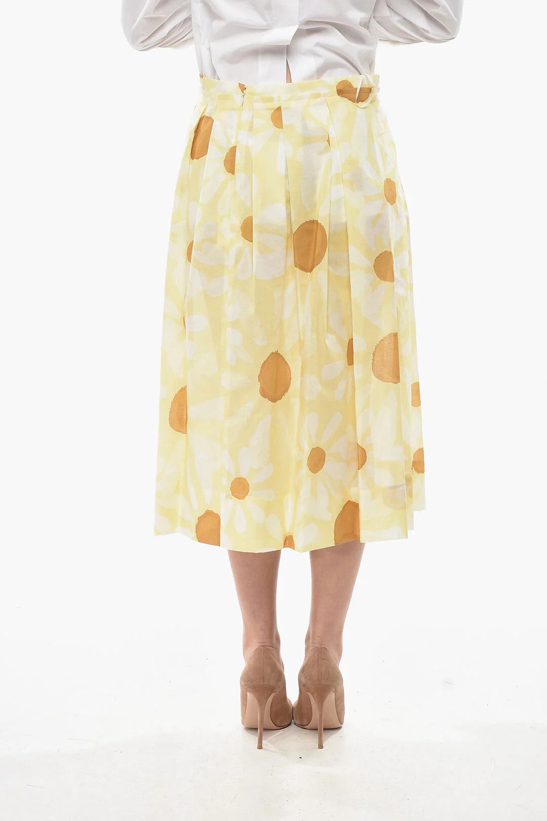 Marni og1mm0326 Cotton Flared Skirt in Yellow Size 30" / US 8 / IT 44 - 2 Thumbnail