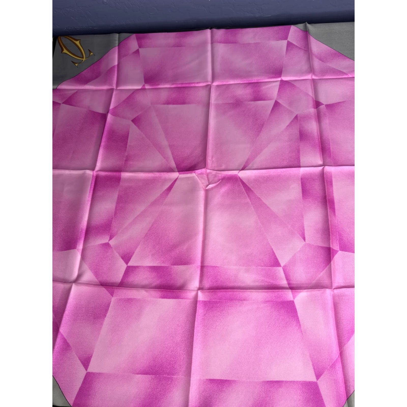 Cartier VINTAGE Cartier Paris Must De Silk Scarf Pink 100% Silk Diamond France Women Size ONE SIZE - 5 Thumbnail