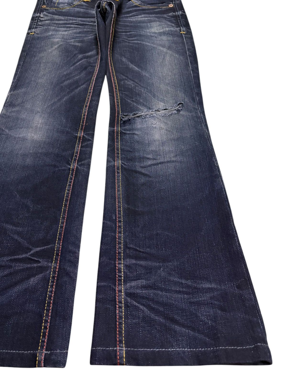 Japanese Brand Vintage Japanese Brand Mud Wash Distressed Flare Jeans Size 29" - 7 Thumbnail
