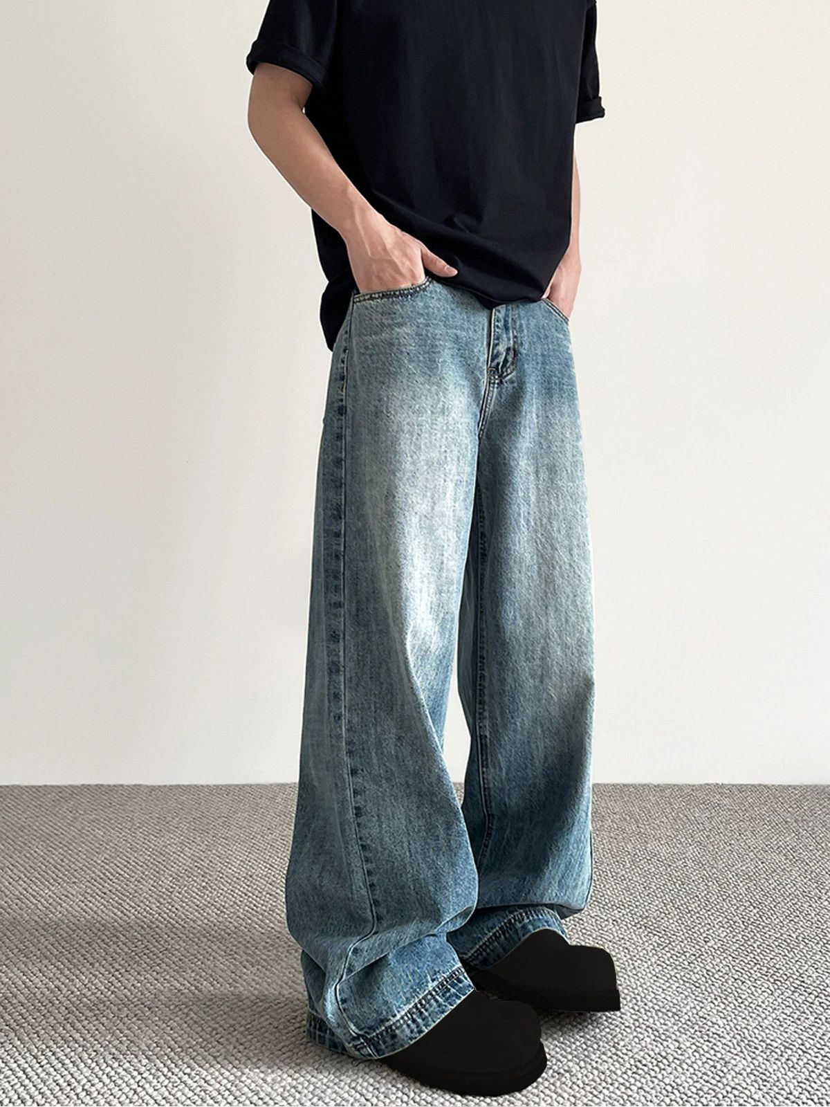 Jean American cleanfit straight all-match distressed blue jeans Size US 32 / EU 48 - 1 Thumbnail