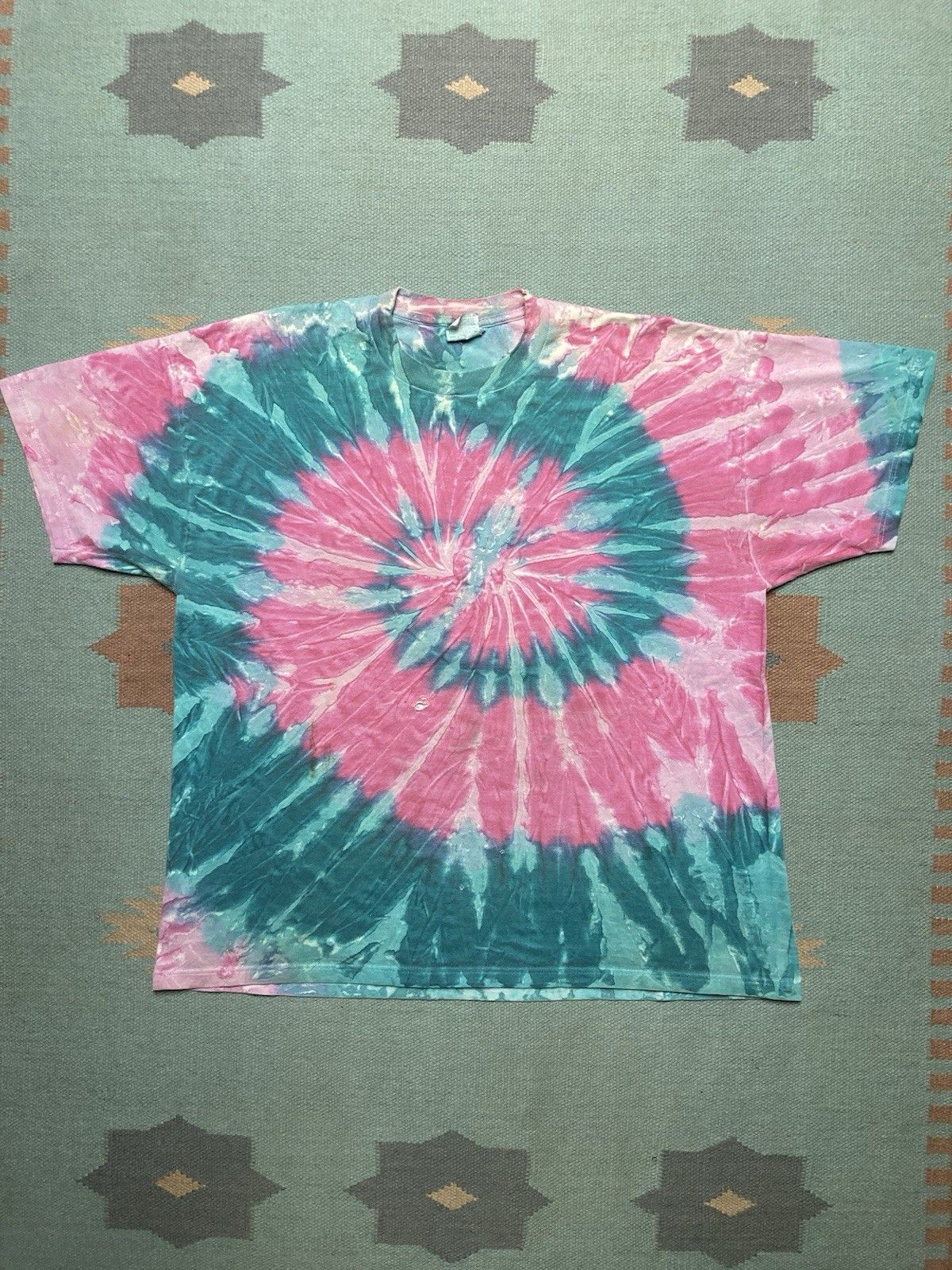 Vintage 90s t shirt tie dye spiral hippie cotton Jerzees mens XL Size US XL / EU 56 / 4 - 1 Thumbnail
