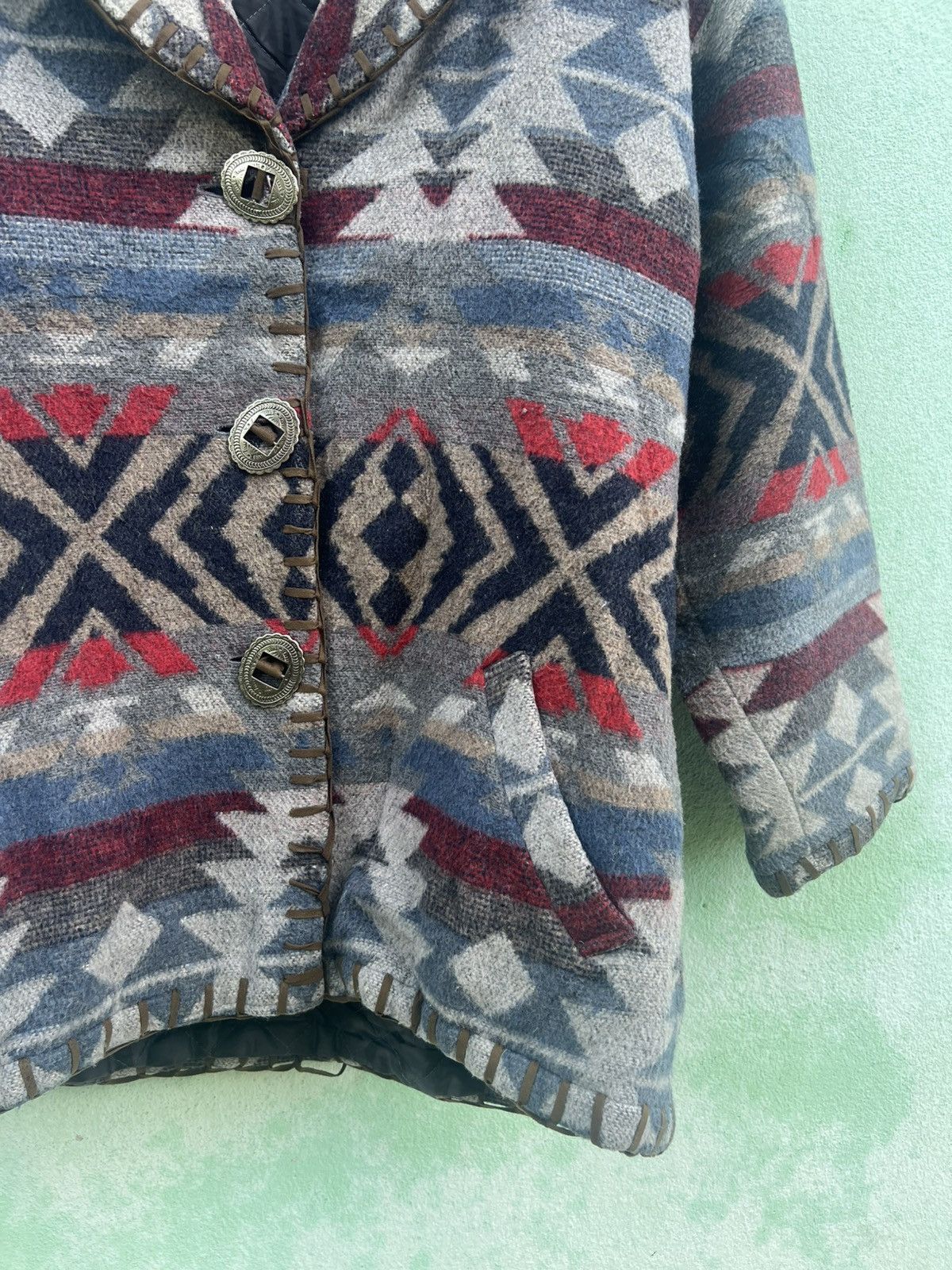 Japanese Brand SABUROKU Japan Aztec Southwestern Wool Blanket Jacket Native Size US M / EU 48-50 / 2 - 10 Thumbnail