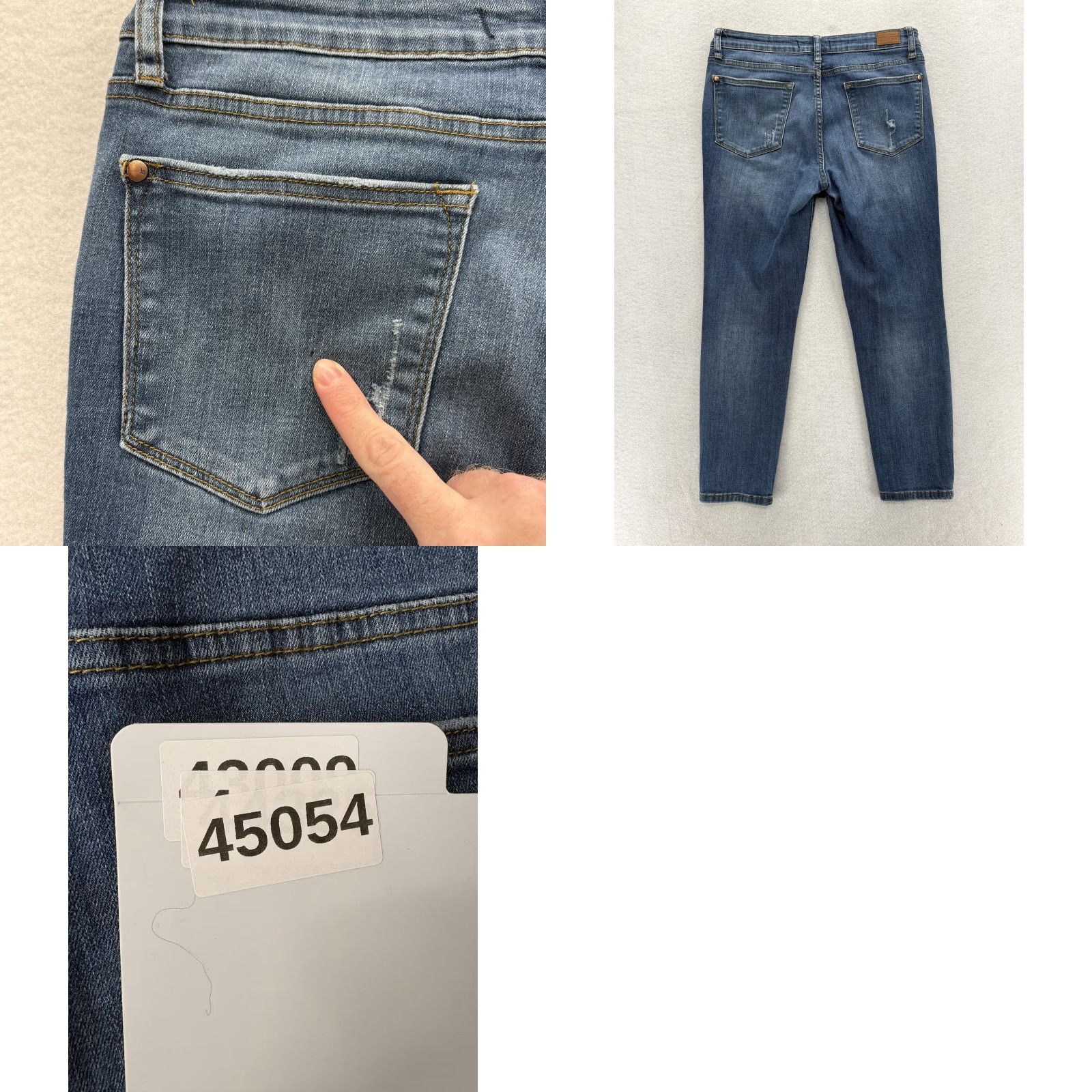 Denime Judy Blue Jeans Womens 30 Blue Medium Wash Skinny Crop Stretch Denim Distressed Size 30" / US 8 / IT 44 - 9 Thumbnail