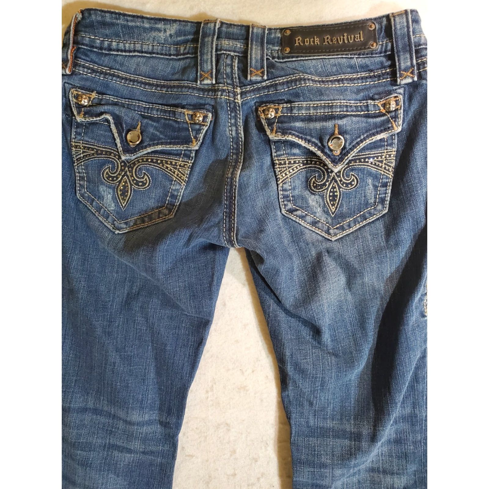 Vintage VINTAGE Rock Revival Jeans Sora Bootcut Embroidered Rhinestone Denim Women's Size 26x33 Blue Cotton Denim Jeans Ladies Regular 26 in inseam 33 in Size 26" / US 2 / IT 38 - 7 Thumbnail
