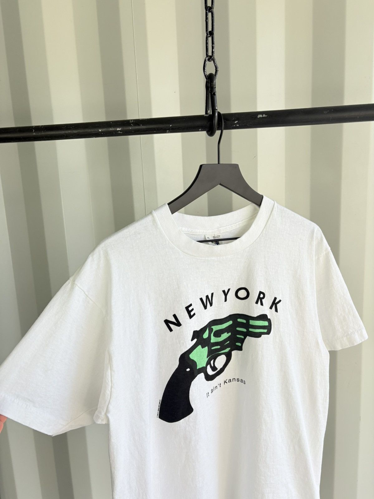 Vintage Thrashed New York Aint Kansas Distressed Faded ERD GRUNGE Size US XL / EU 56 / 4 - 4 Thumbnail