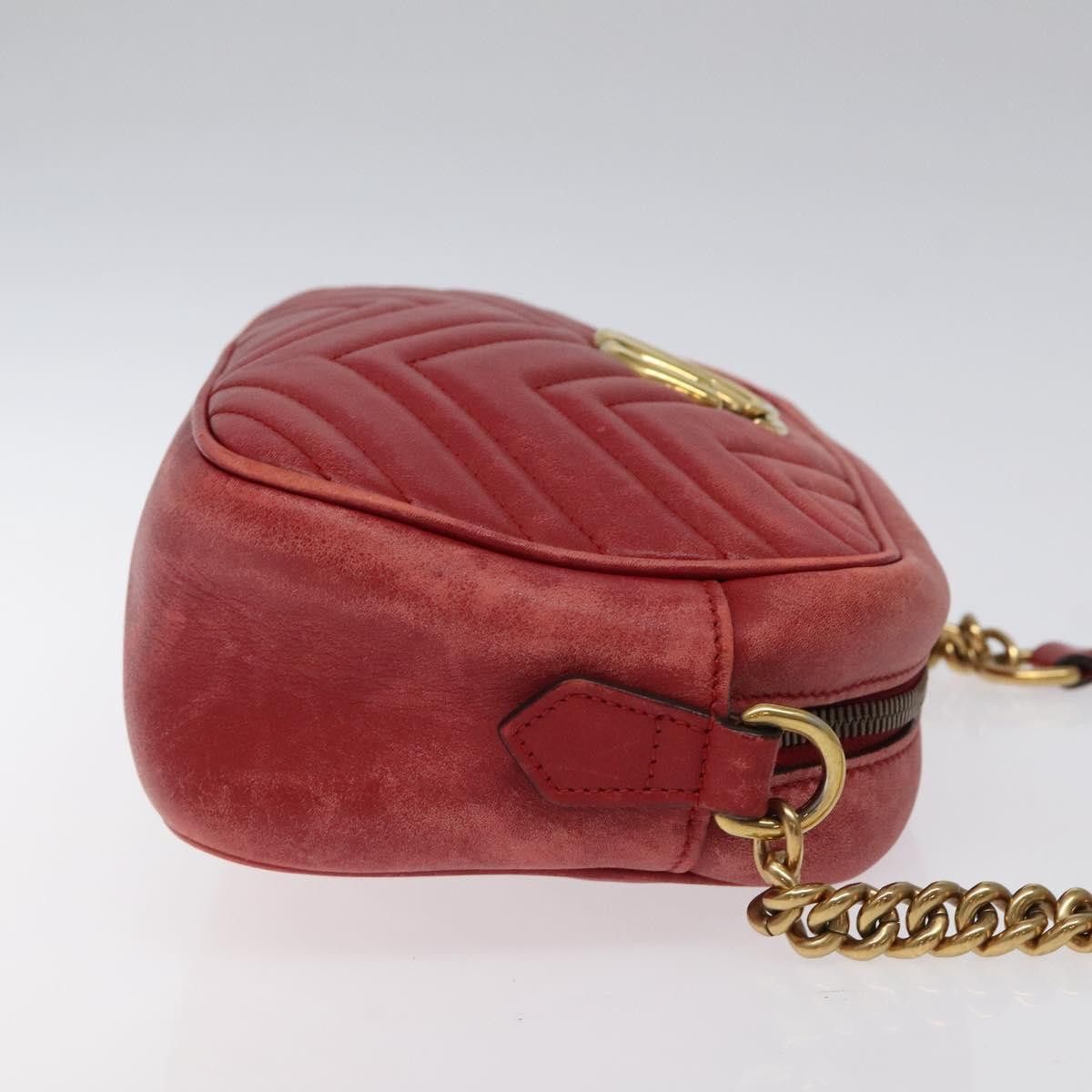 Gucci GUCCI GG Marmont Chain Shoulder Bag Leather Red Gold Size ONE SIZE - 4 Thumbnail