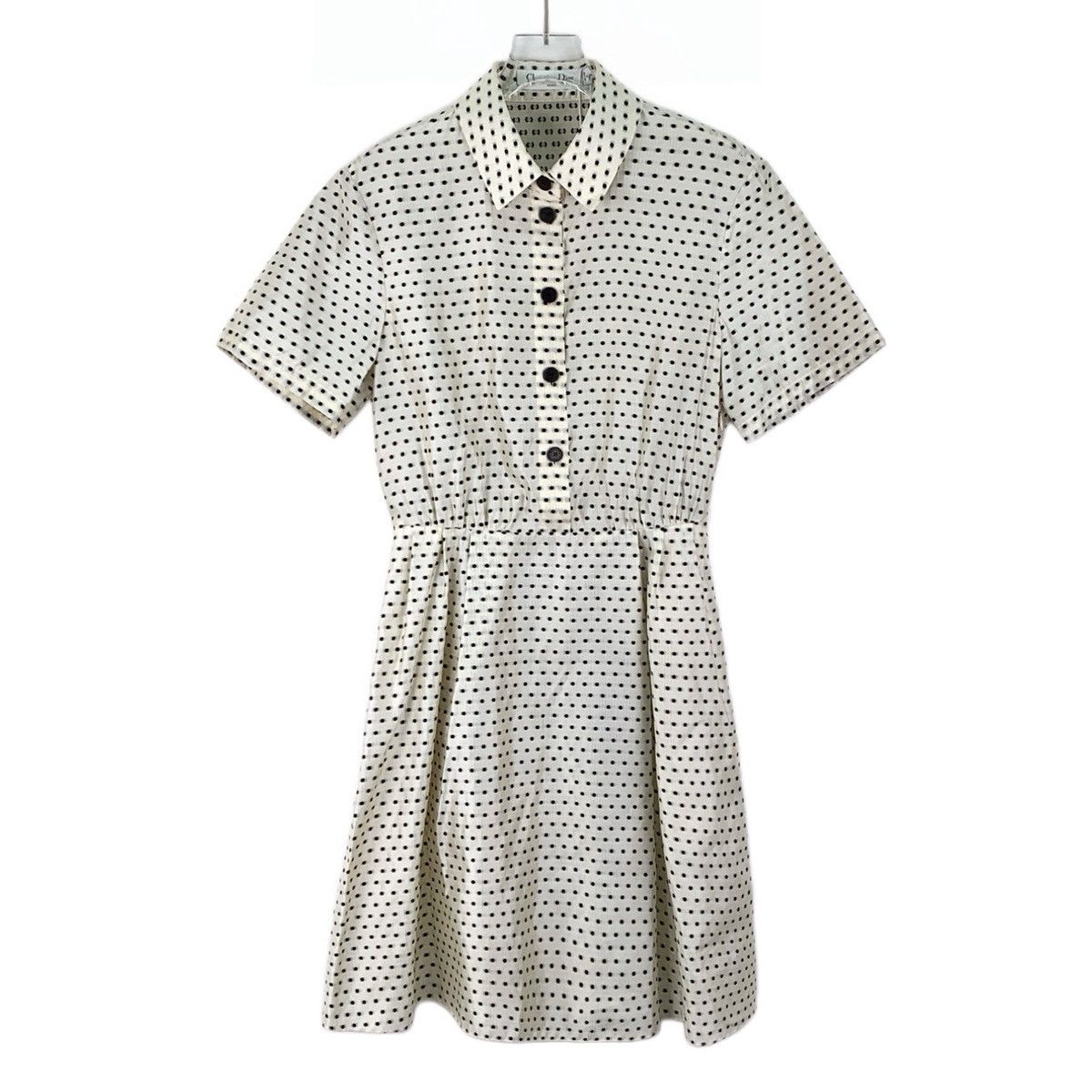 Dior Dior All-over Polka Dot Silk Lapel Short Sleeve Dress K26WX Size XS / US 0-2 / IT 36-38 - 1 Thumbnail