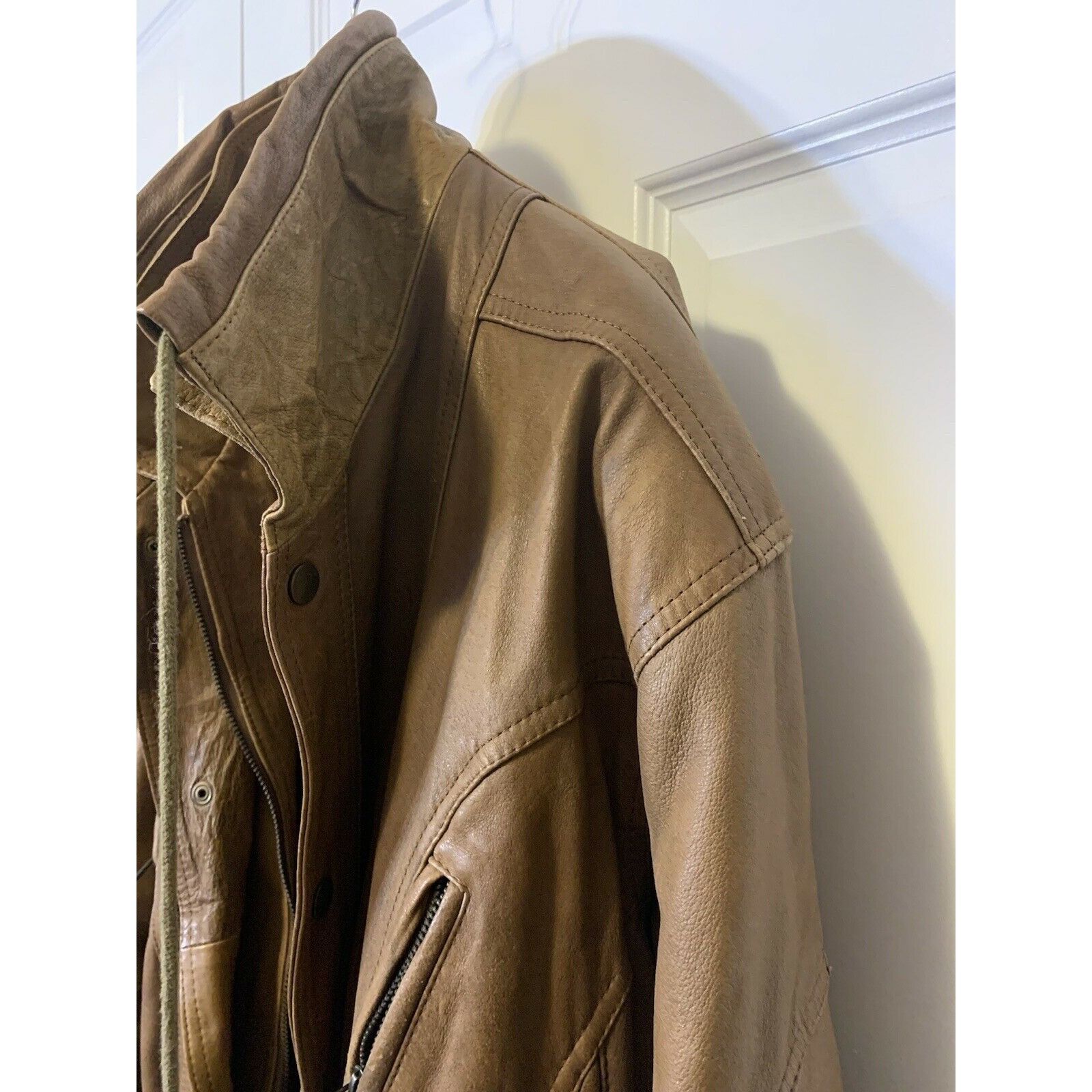 Vintage VINTAGE WALNUT BROWN Men’s Sz L LEATHER JACKET Heavy Size US L / EU 52-54 / 3 - 4 Thumbnail