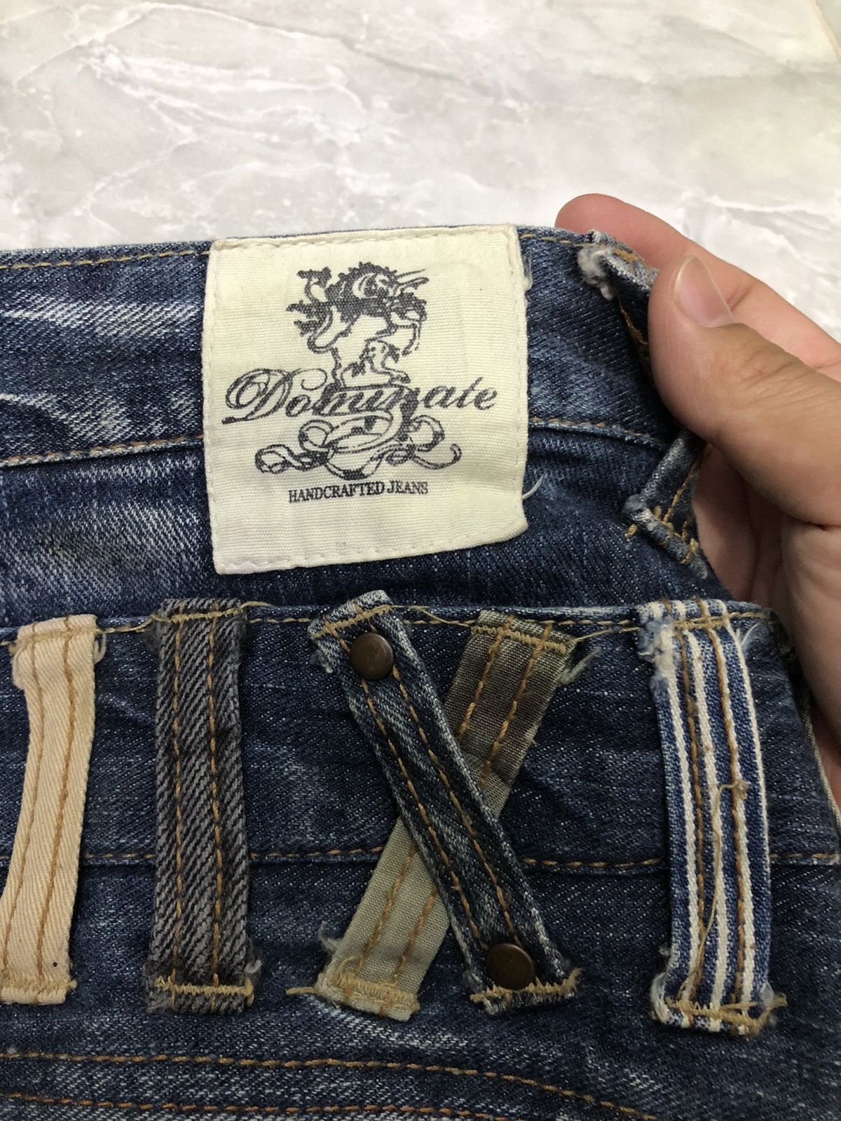 Japanese Brand Dominate Handcrafted 3/4 Denim – Double Waist + Patch Loop Size US 34 / EU 50 - 12 Thumbnail