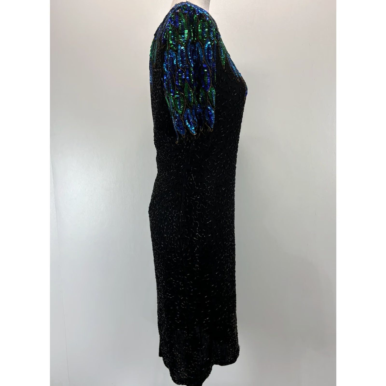 Vintage VINTAGE Stenay Silk Dress Beaded Eveningwear 1980s Black Size 10 Short Back Cutout Lined Mens/Womens? Size 32" / US 10 / IT 46 - 4 Thumbnail