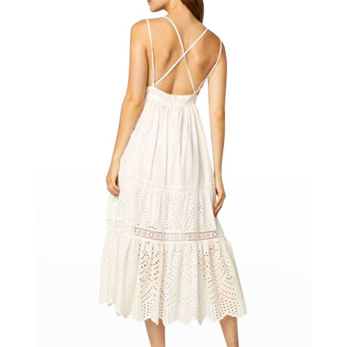 MISA Los Angeles Embroidered Eyelet Midi Dress In White | Grailed