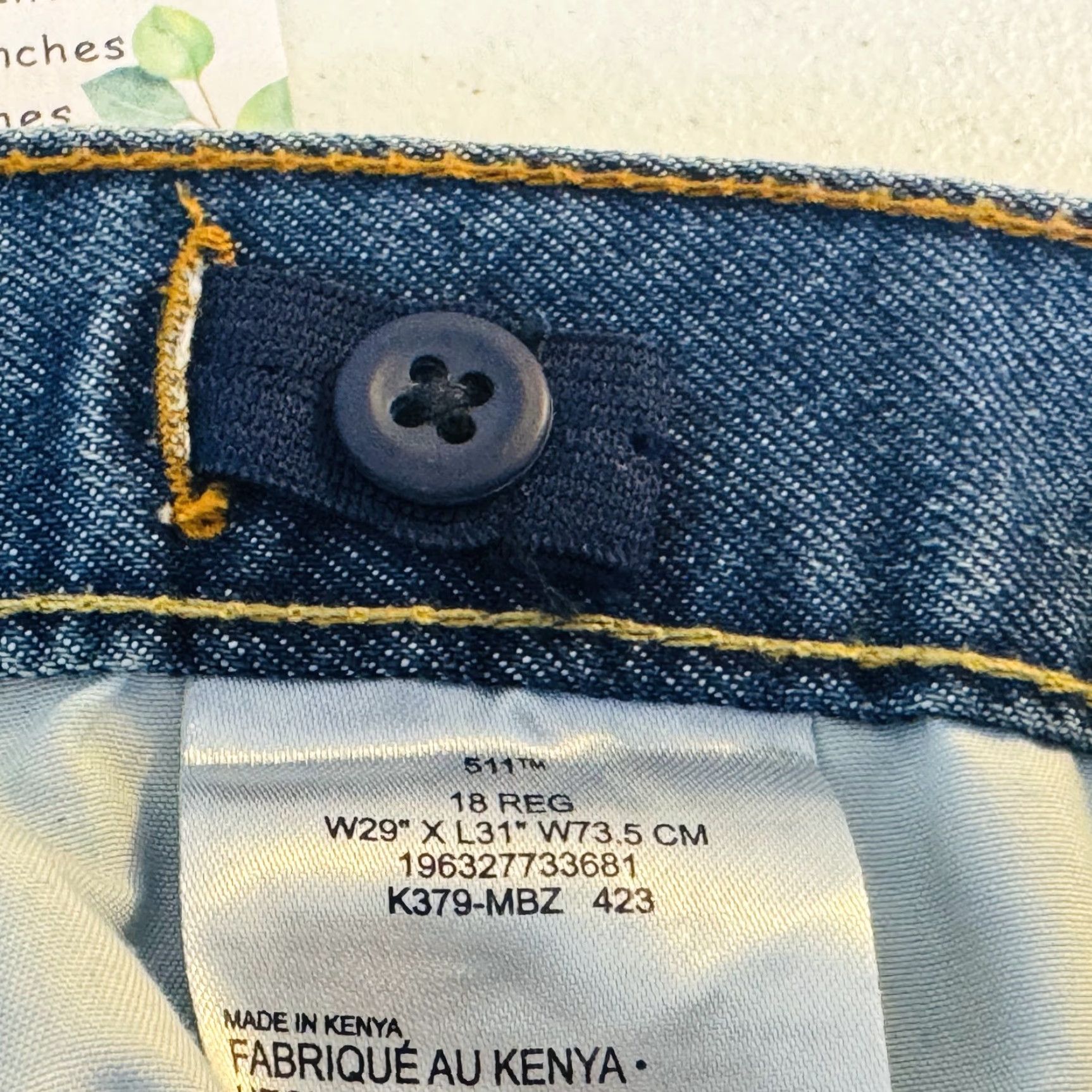 Levi's Levi's 511 Slim Jeans Mens 29x31 Blue Light Wash Tapered Mid Rise Denim Zip Size US 29 - 7 Thumbnail
