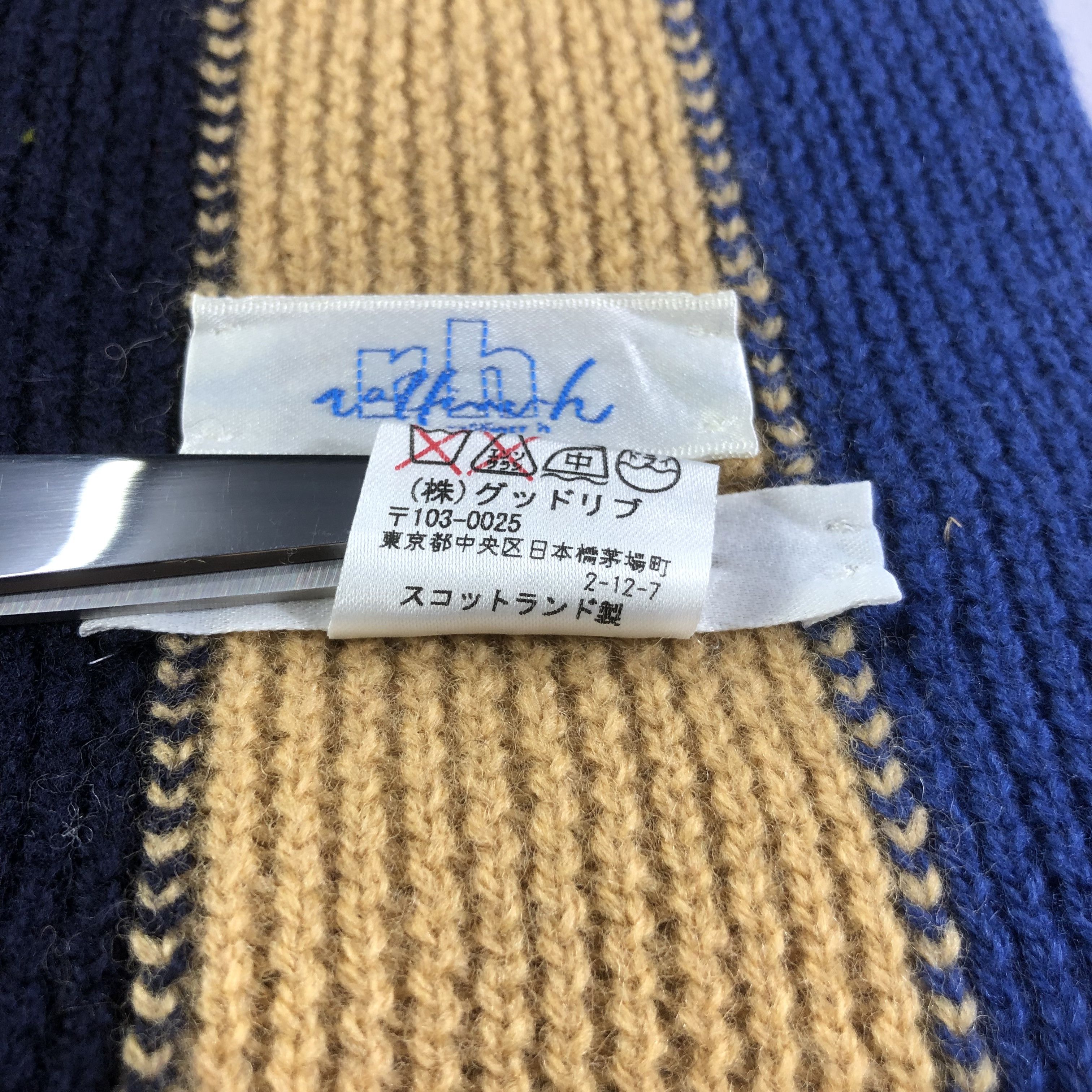 Johnstons Of Elgin Johnstons Stripes Knit Wool Scarf Muffler V1673 Size ONE SIZE - 5 Thumbnail