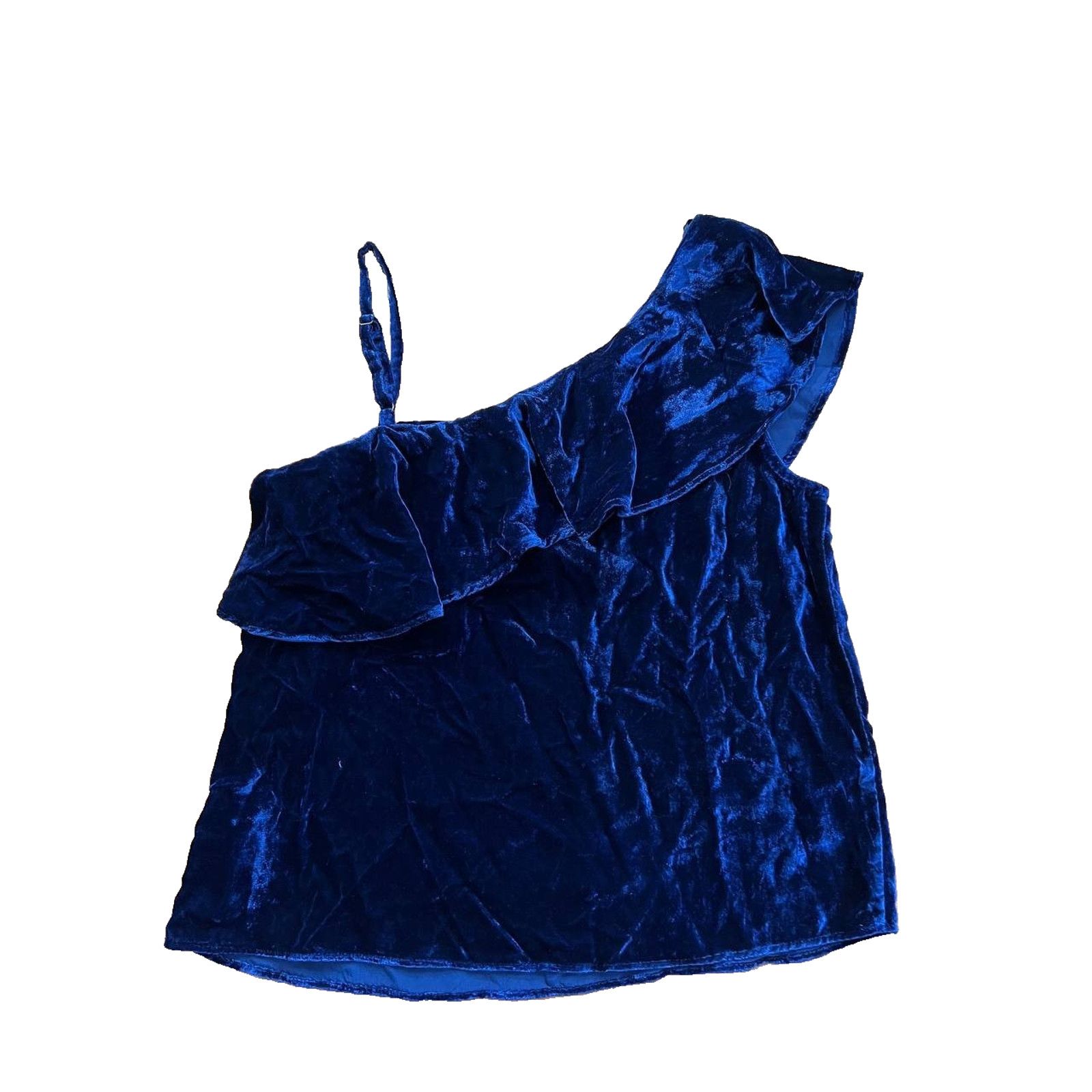 Stay Dirty Clothing J.O.A. Velvet Rufle One Shoulde Shirt top Y2K Navy M A002007 Size M / US 6-8 / IT 42-44 - 5 Thumbnail