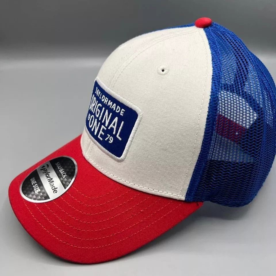 TaylorMade Taylor Made Trucker Hat Men White Red Blue Snap Back Cap Size ONE SIZE - 2 Thumbnail