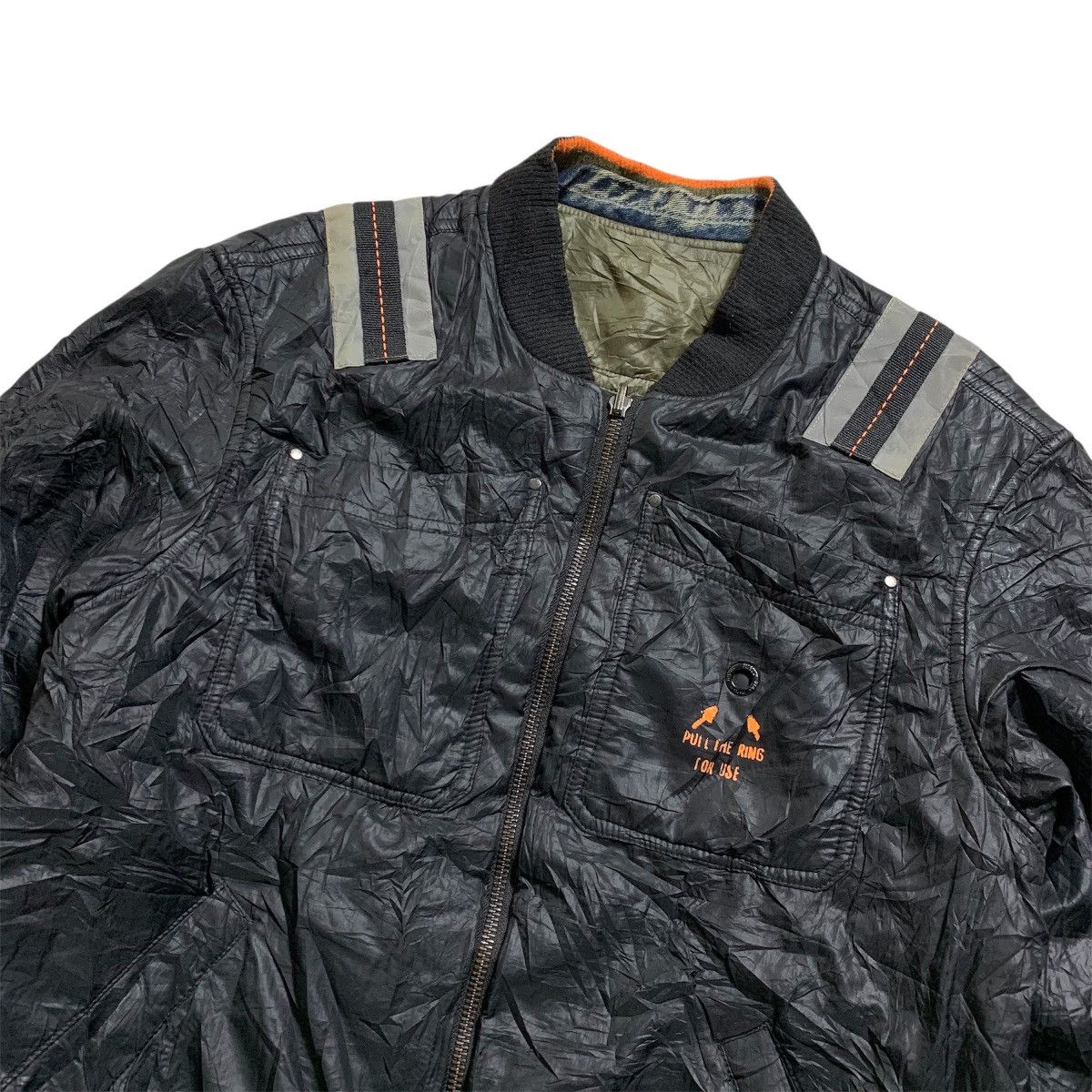 Diesel Reversible Diesel Bomber Jacket Black Green Army Reflective Size US L / EU 52-54 / 3 - 3 Thumbnail