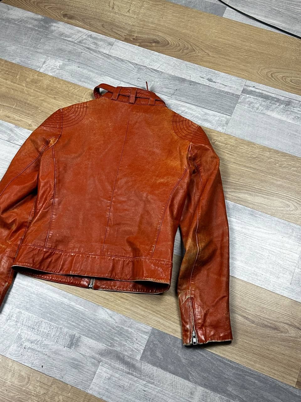 Leather Vintage Slim Bomber Cropped Leather Jacket Grunge Size S / US 4 / IT 40 - 11 Thumbnail
