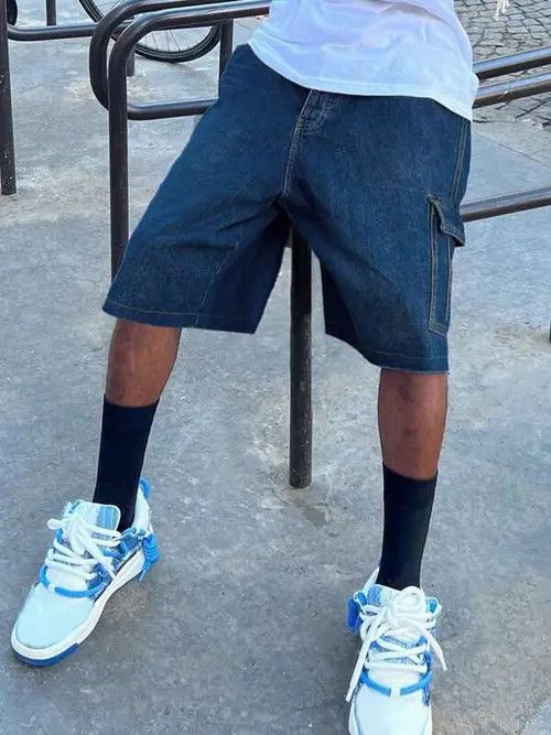 Jean Cargo Shorts Drip HipHop Denim Size US 32 / EU 48 - 2 Thumbnail