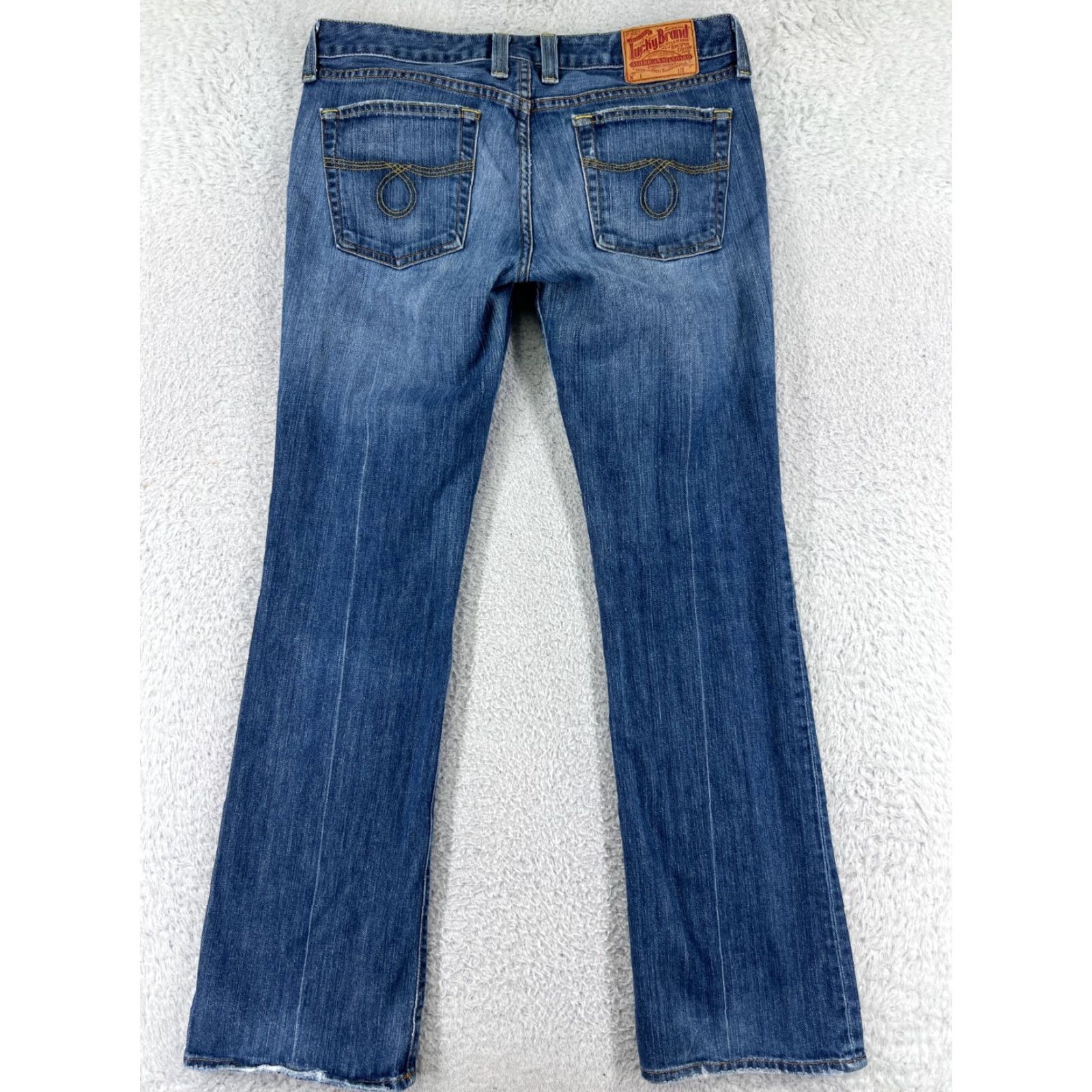 Lucky Brand VINTAGE Lucky Brand Jeans Women 12 Blue Denim Bootcut Cotton Blend 5-Pocket Logo Lola USA Mens Women Girls Size 34" / US 12 / IT 48 - 2 Thumbnail