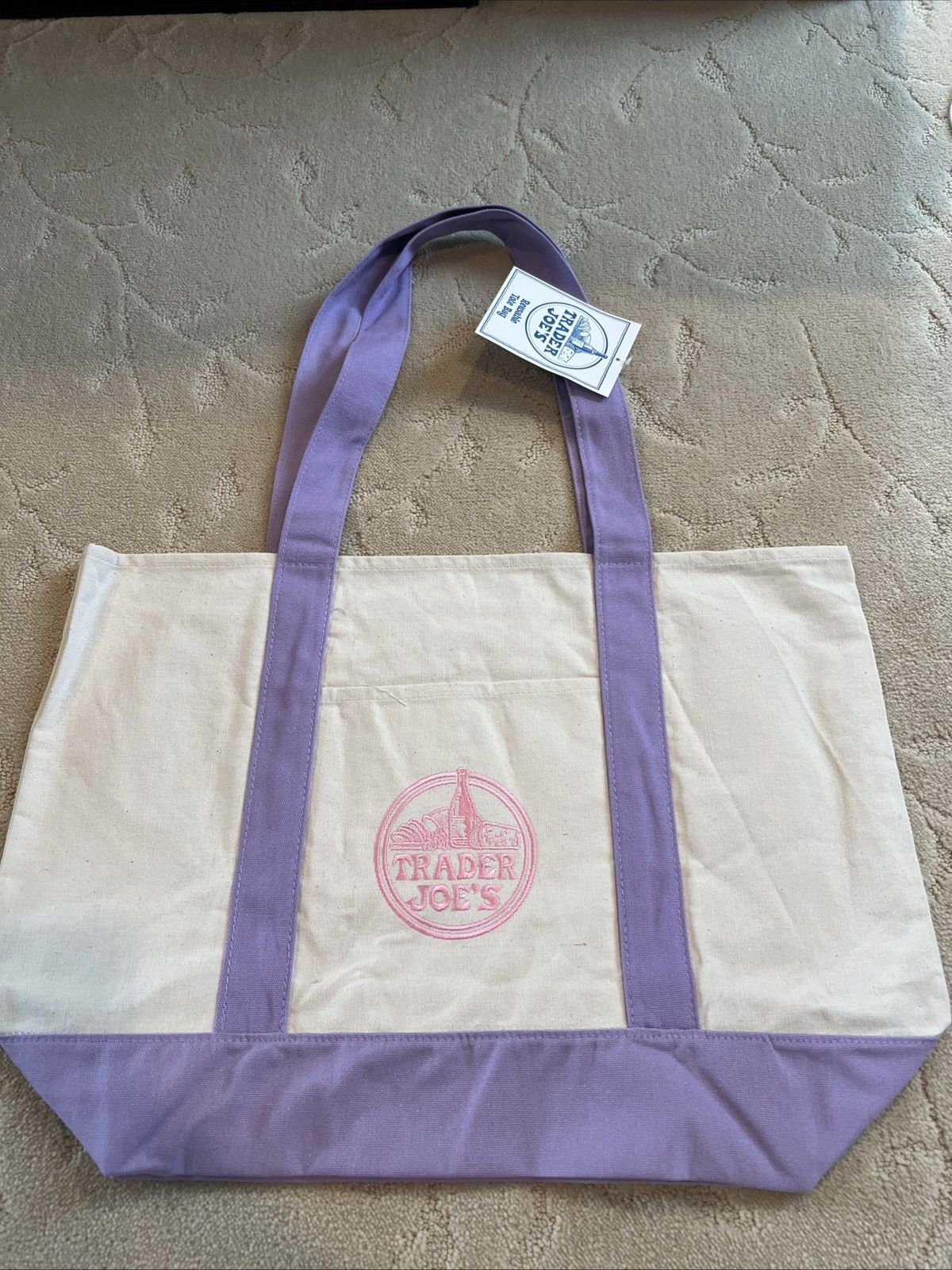 Other Trader Joe’s Spring 2026 Lavender Canvas Tote NWT Size ONE SIZE - 4 Thumbnail