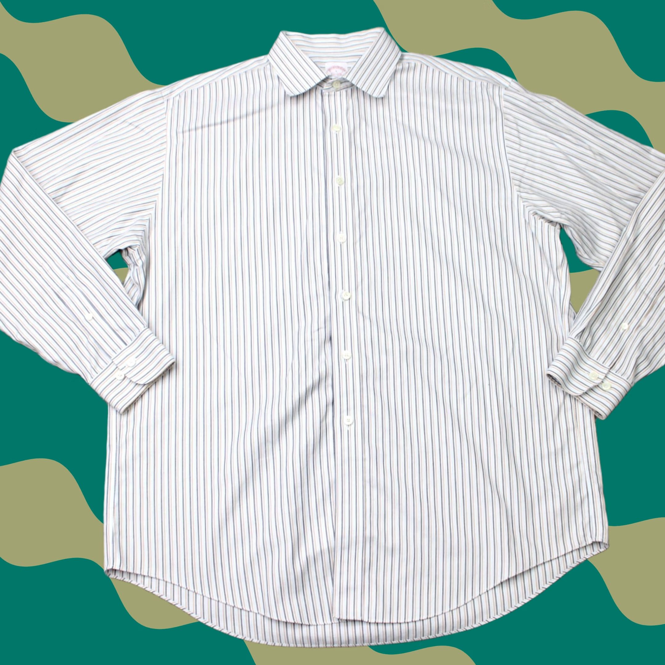 Brooks Brothers Brooks Brothers Shirt Mens Large Brown/White Non-Iron Supima Cotton Long Sleeve Button-Up Casual Formal Business Workwear Length: Long Sleeve? Size US L / EU 52-54 / 3 - 1 Thumbnail