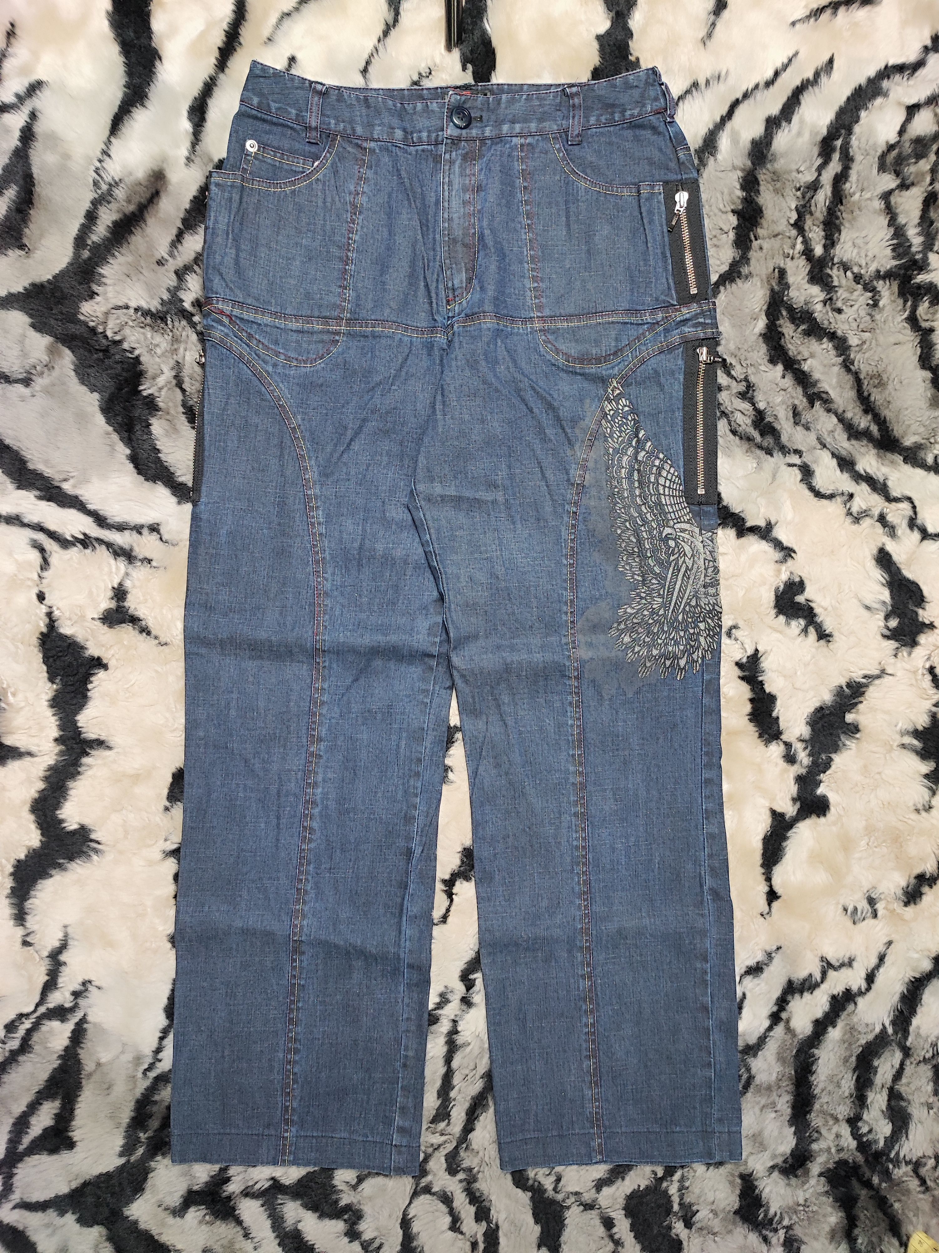 Number (N)ine Vintage Eagle Embroidery Baggy Loose Bootcut Wide Leg Size US 28 / EU 44 - 2 Thumbnail