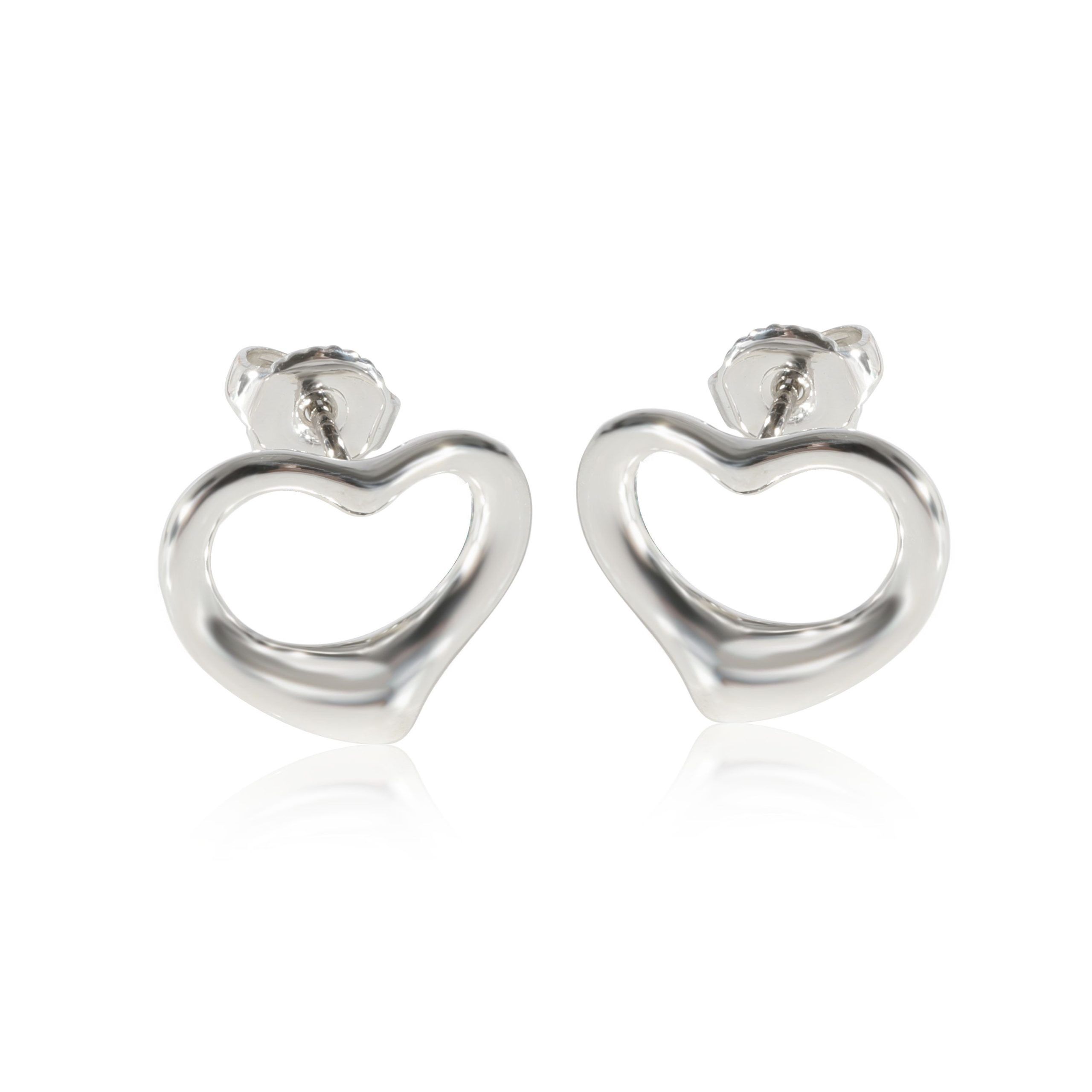 Tiffany Elsa Peretti Open Heart Earrings in Sterling Silver