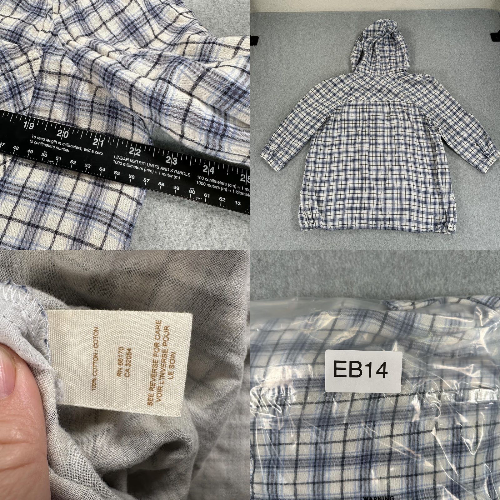 Vintage We The Free Tunic Shirt Womens M Blue Plaid Hooded V Neck Pullover Size M / US 6-8 / IT 42-44 - 8 Thumbnail