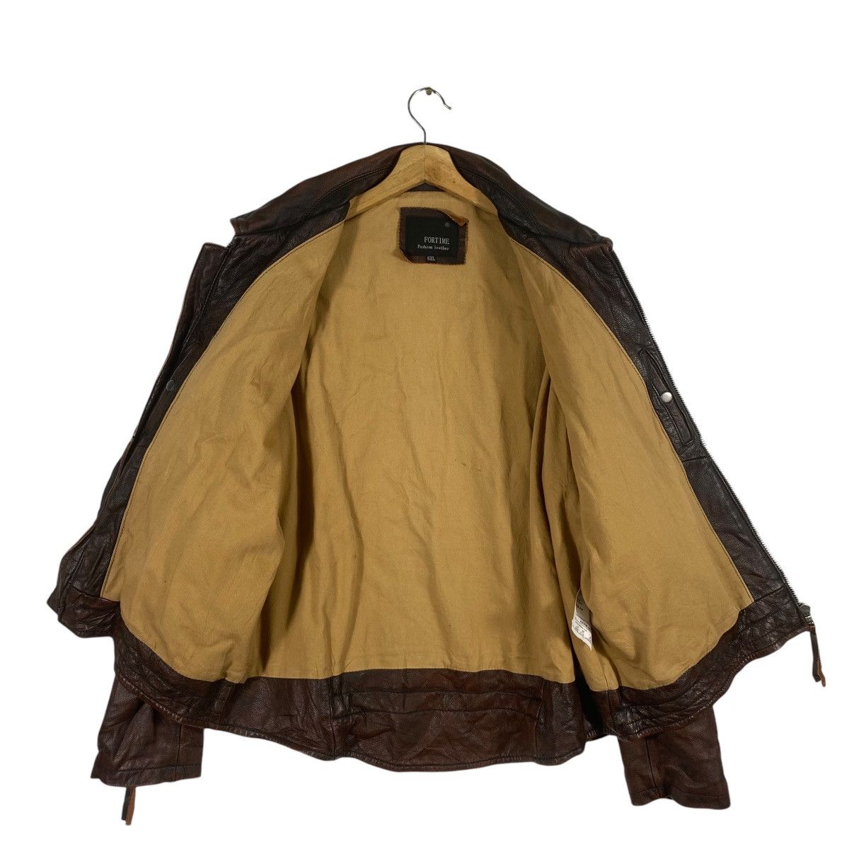 Genuine Leather × Leather Vintage Fortime Fashion Leather Zipper Jacket Size US XL / EU 56 / 4 - 5 Thumbnail