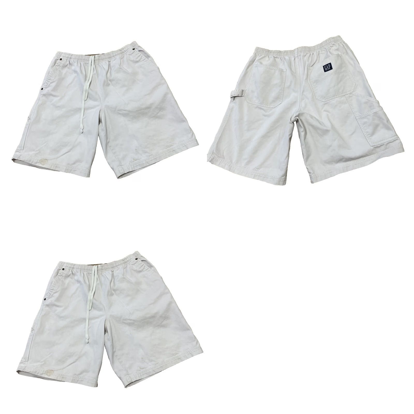 Gap GAP Carpenter Shorts Men L Drawstring Stretch Cream Utility Skate Workwear Grung Size US 33 - 11 Thumbnail