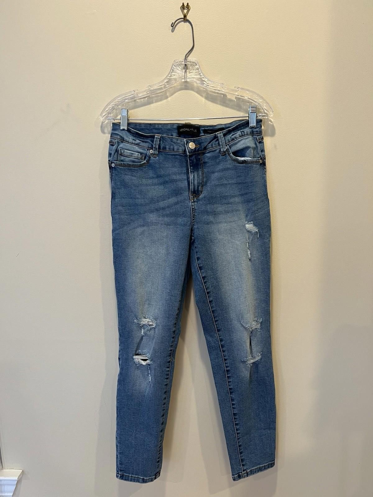 Kendall And Kylie Kendall+Kylie High Rise Distressed Skinny Jeans Blue Womens Size 29" - 1 Thumbnail
