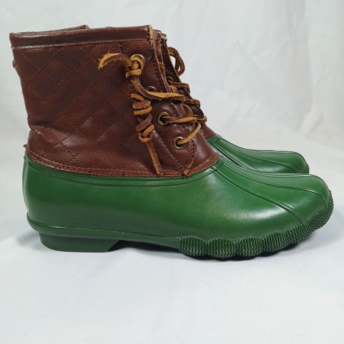 Steve Madden Steve Madden Women's Green Brown Leather Quilted Rubber Duck Boots Winter Size 8 Size US 8 / IT 38 - 5 Thumbnail