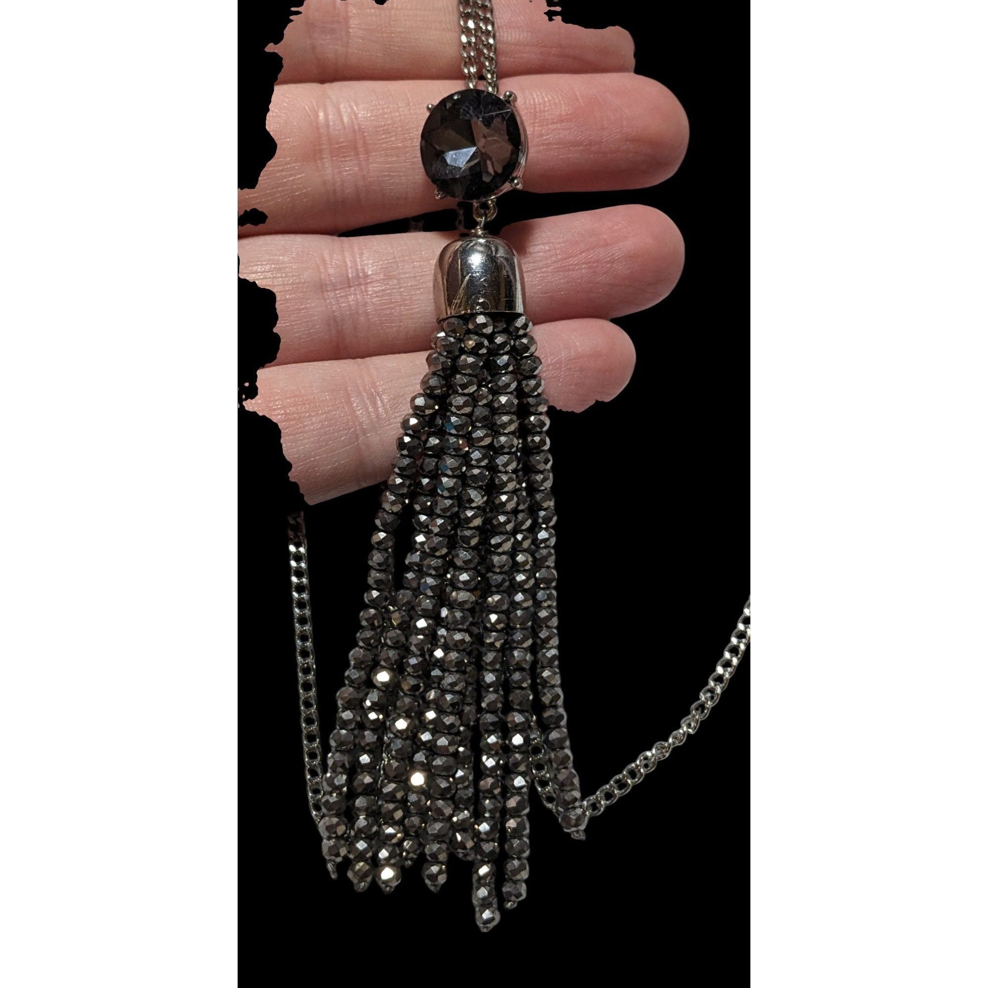 Loft Preppy Glam Silver Sparkle Loft Tassel Necklace Size ONE SIZE - 5 Thumbnail
