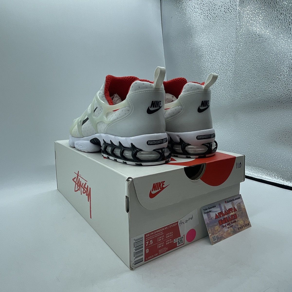 Nike Stussy x air zoom spiridon kukini white Size US 7 / EU 40 - 4 Thumbnail